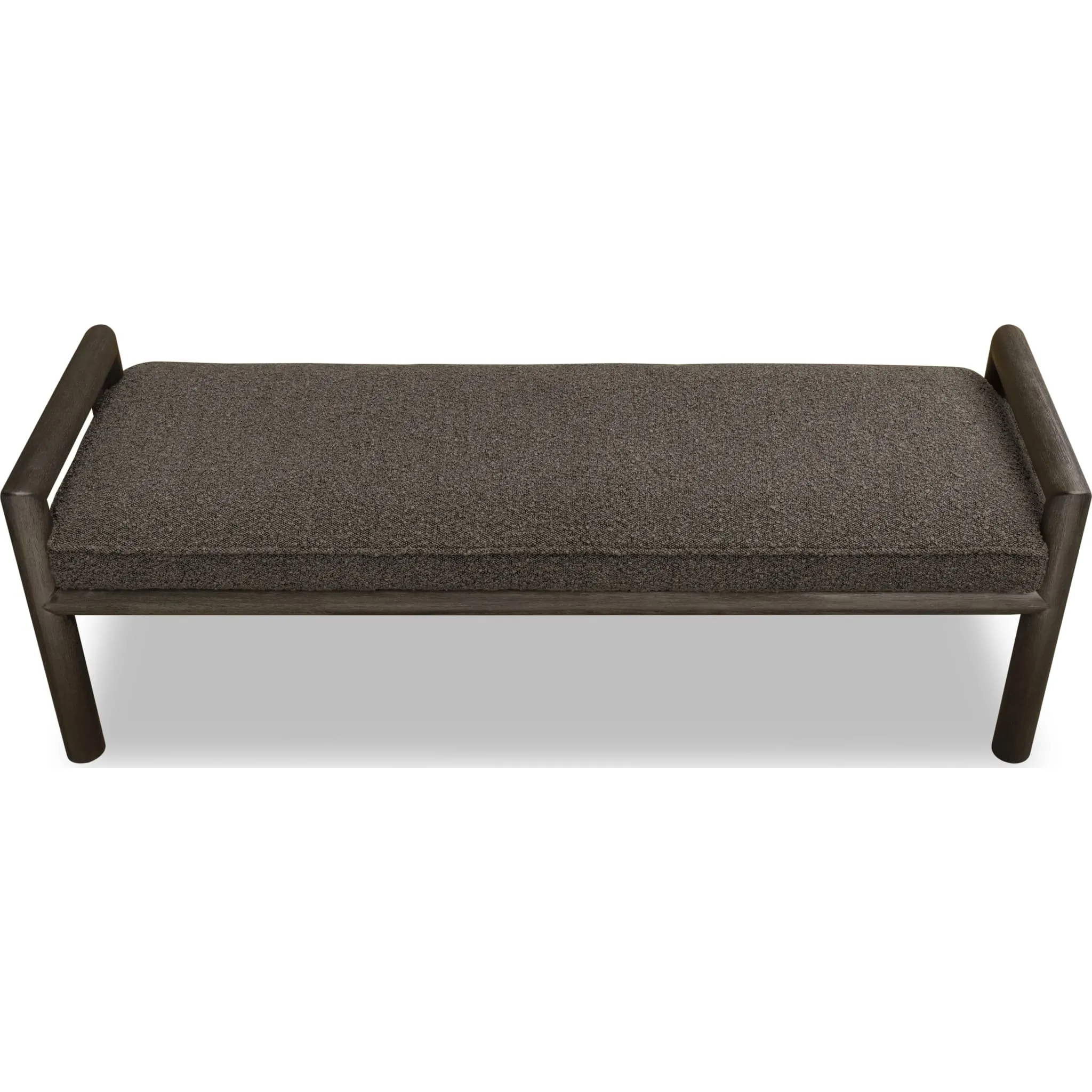 Dorsey Boucle Upholstered Wooden Bench in Basalt Grey and Pumpernickel Modus