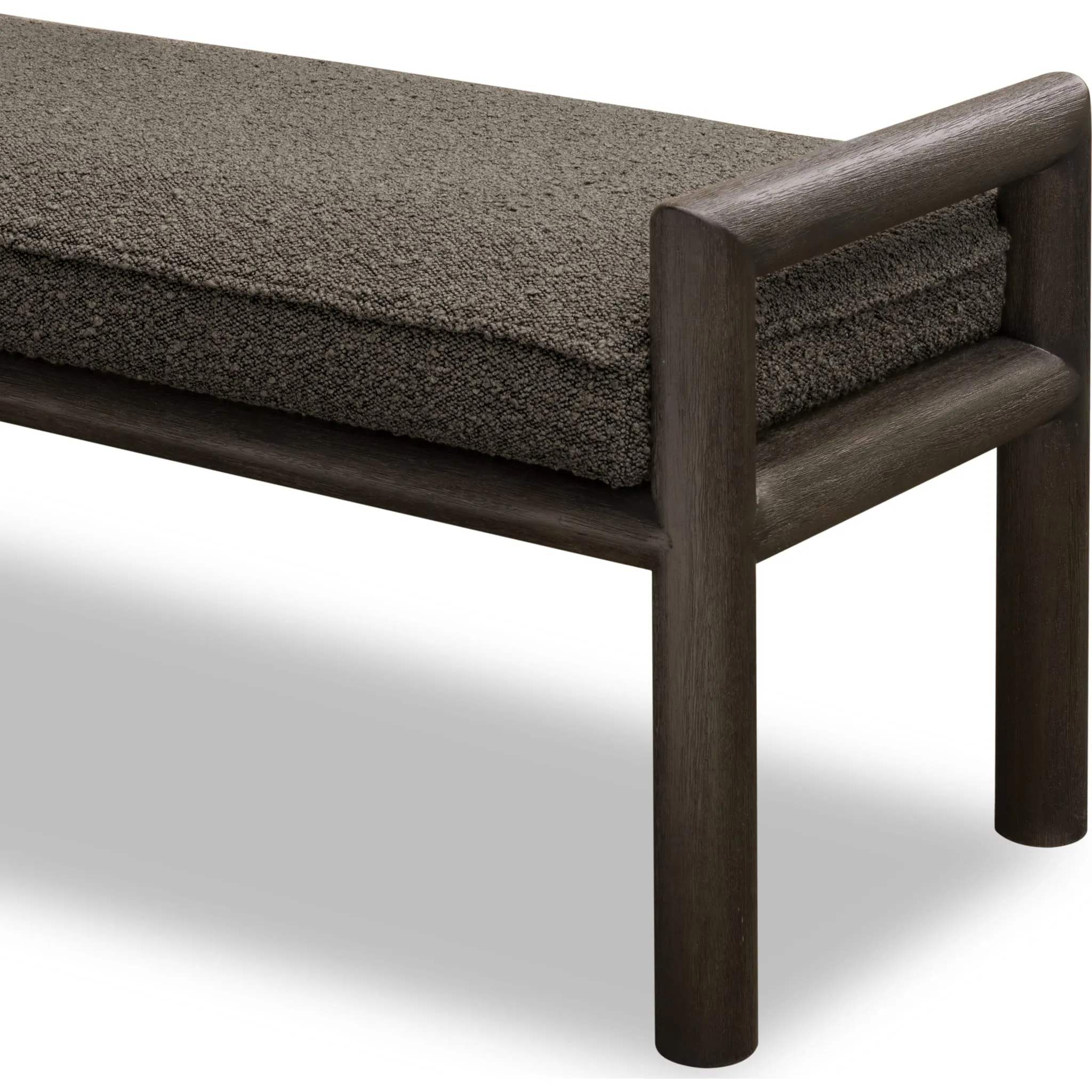 Dorsey Boucle Upholstered Wooden Bench in Basalt Grey and Pumpernickel Modus