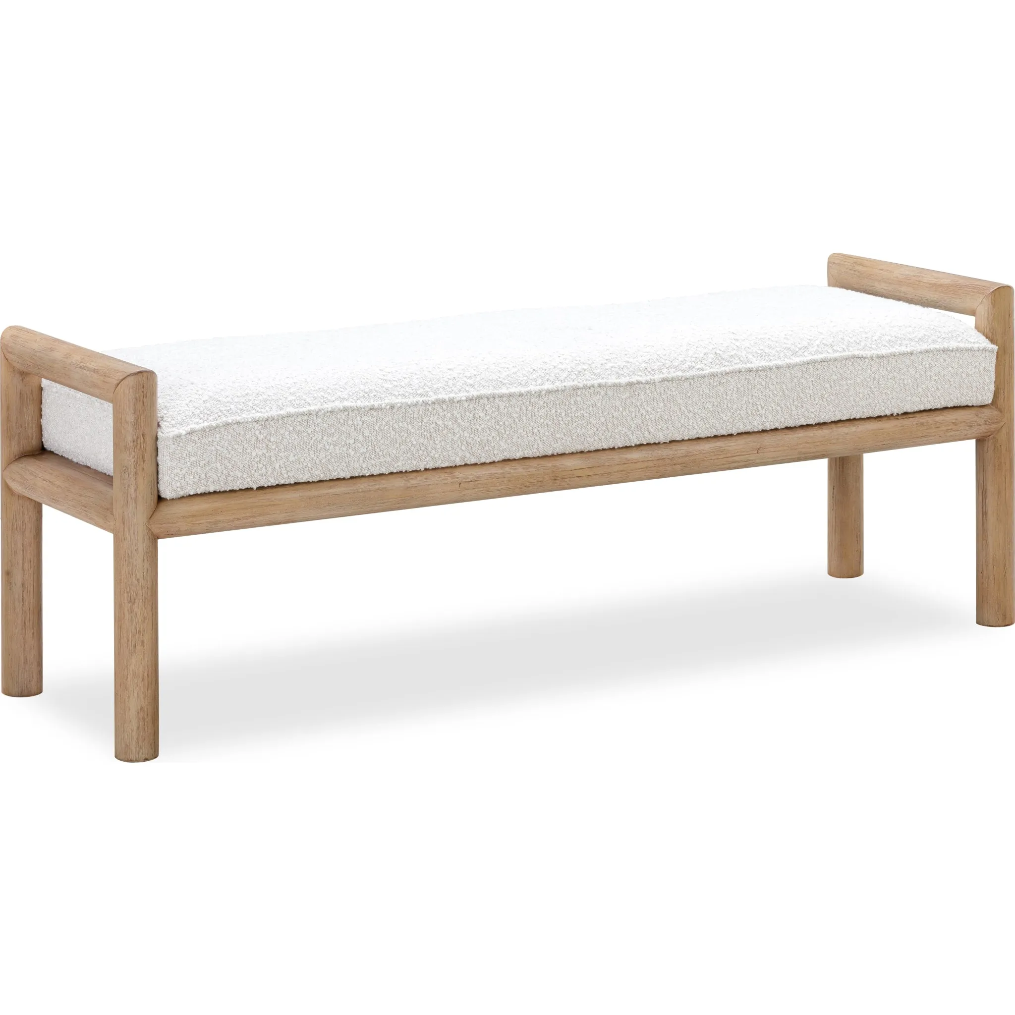 Dorsey Boucle Upholstered Wooden Bench in Granola and Ricotta Modus