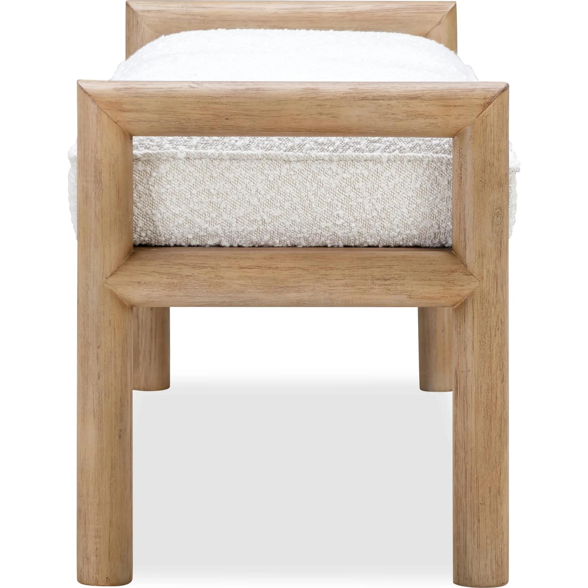 Dorsey Boucle Upholstered Wooden Bench in Granola and Ricotta Modus
