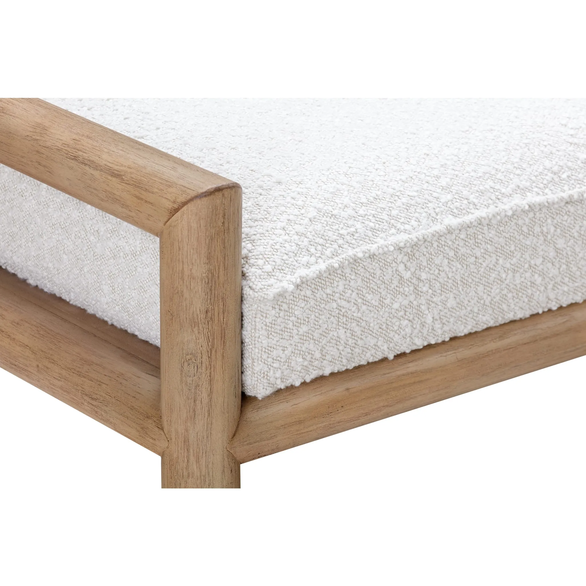 Dorsey Boucle Upholstered Wooden Bench in Granola and Ricotta Modus