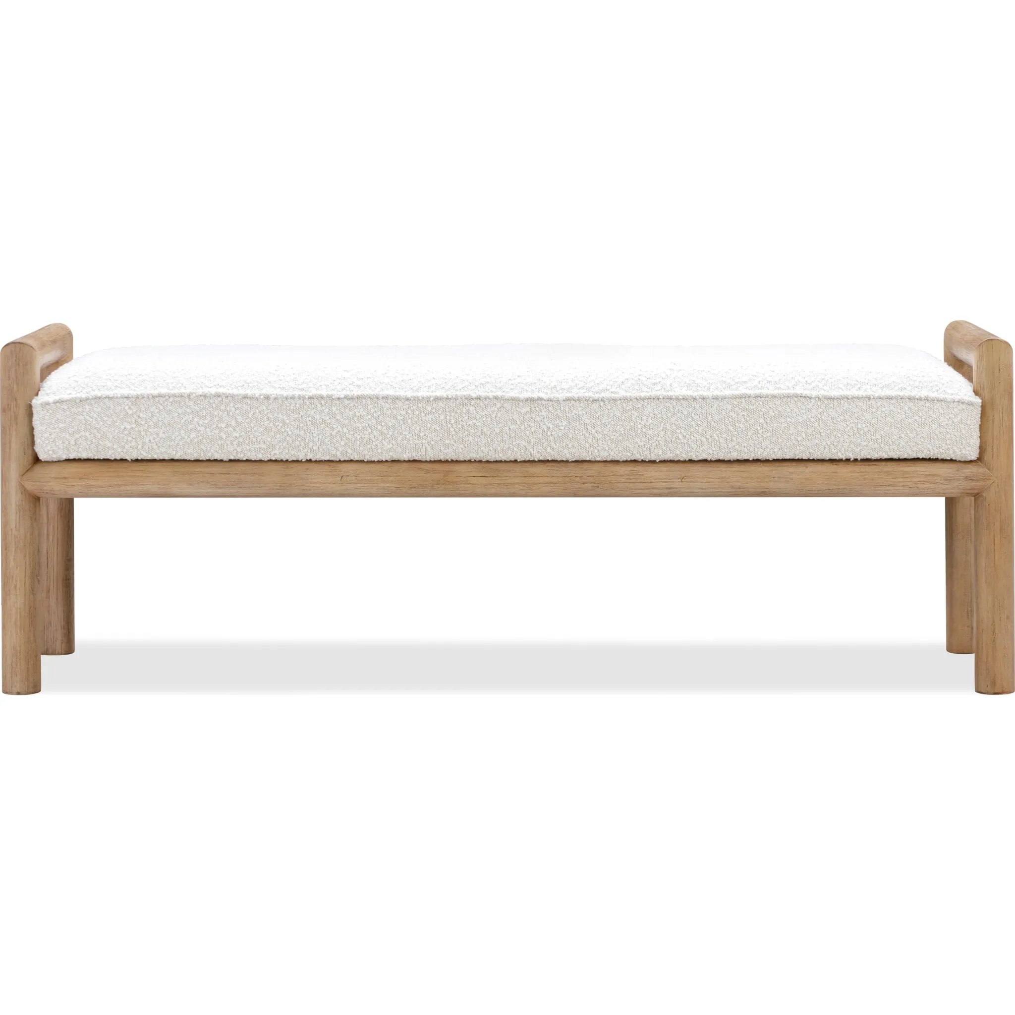 Dorsey Boucle Upholstered Wooden Bench in Granola and Ricotta Modus