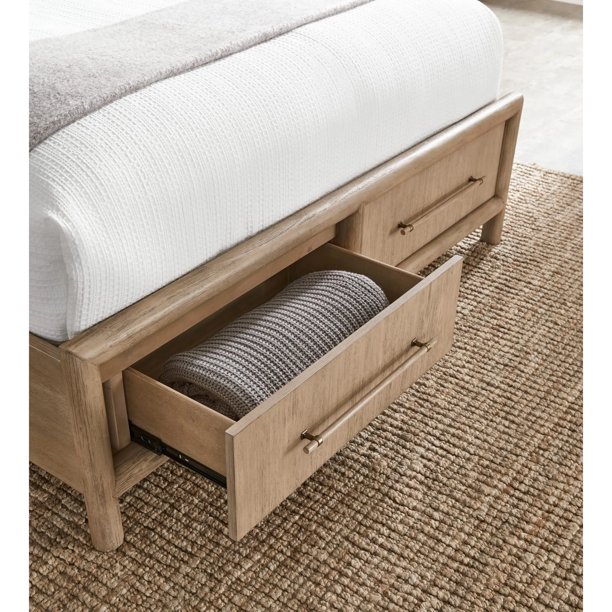 Dorsey Wooden Two Drawer Storage Bed in Granola Modus