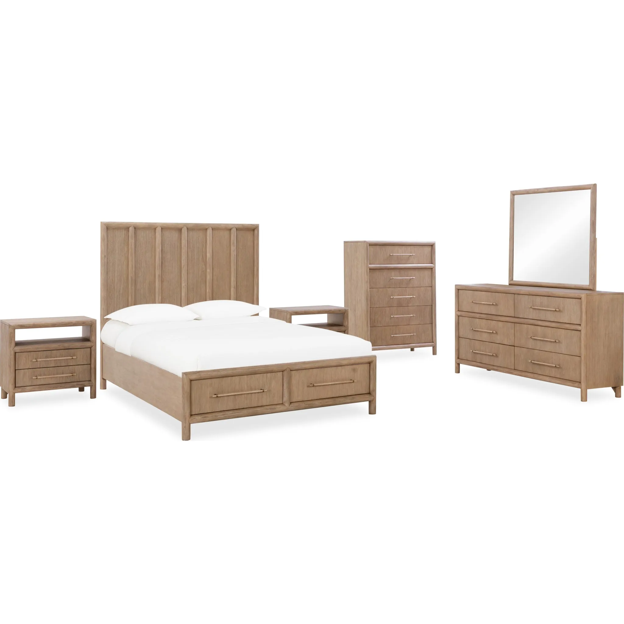 Dorsey Wooden Two Drawer Storage Bed in Granola Modus