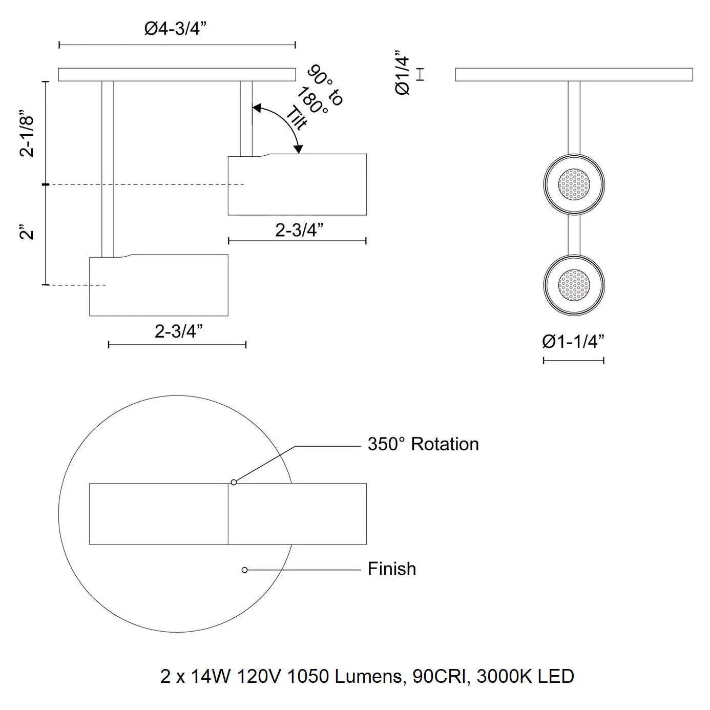 Downey Double Semi-Flush Mount