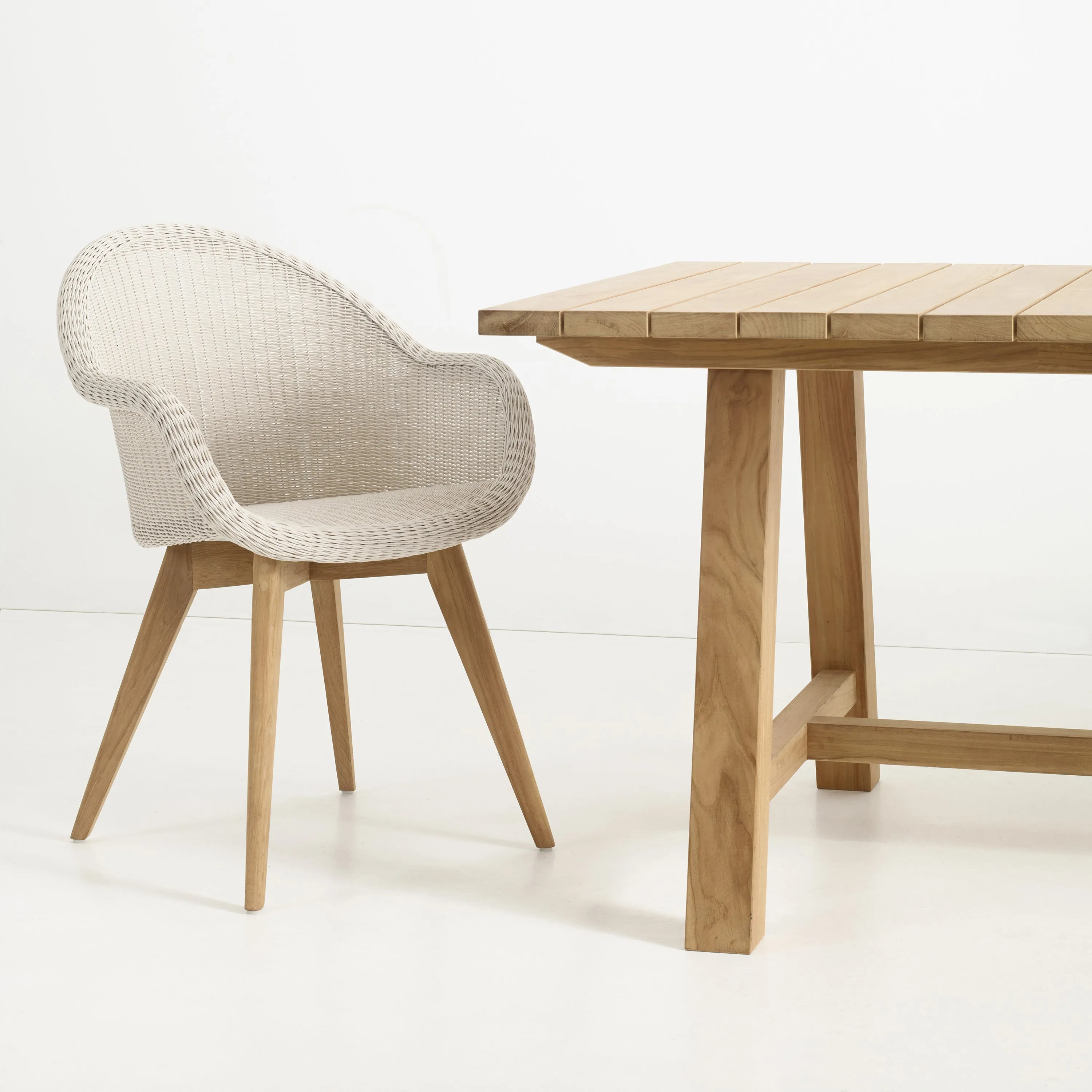 Edgard Outdoor Dining Chair with Wood Base
