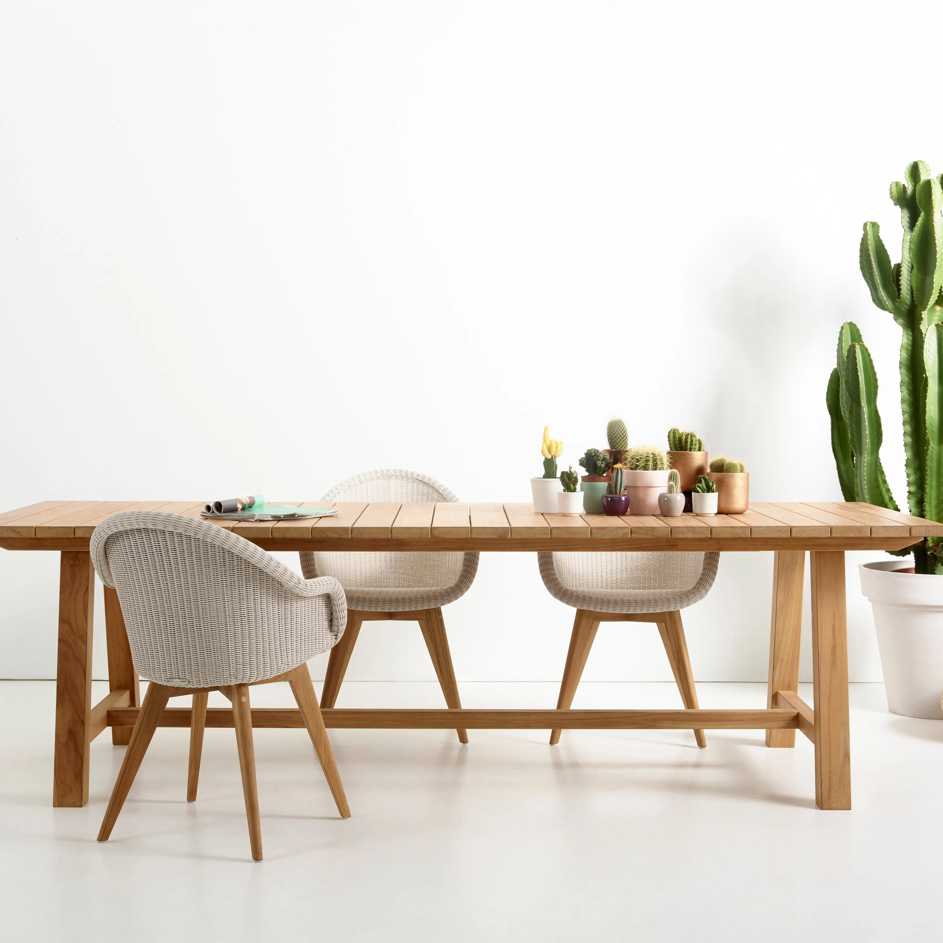 Edgard Outdoor Dining Chair with Wood Base