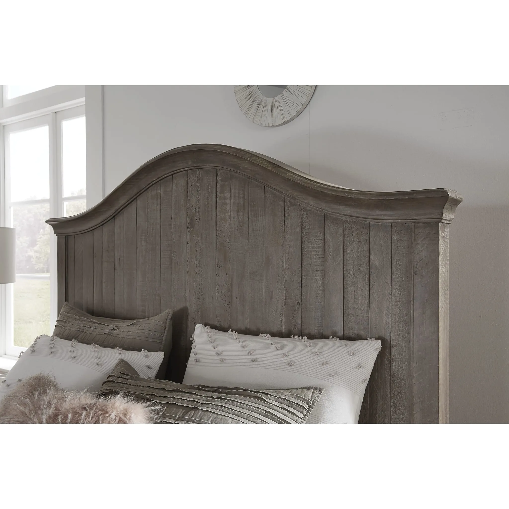Ella Solid Wood Crown Bed in Camel Modus