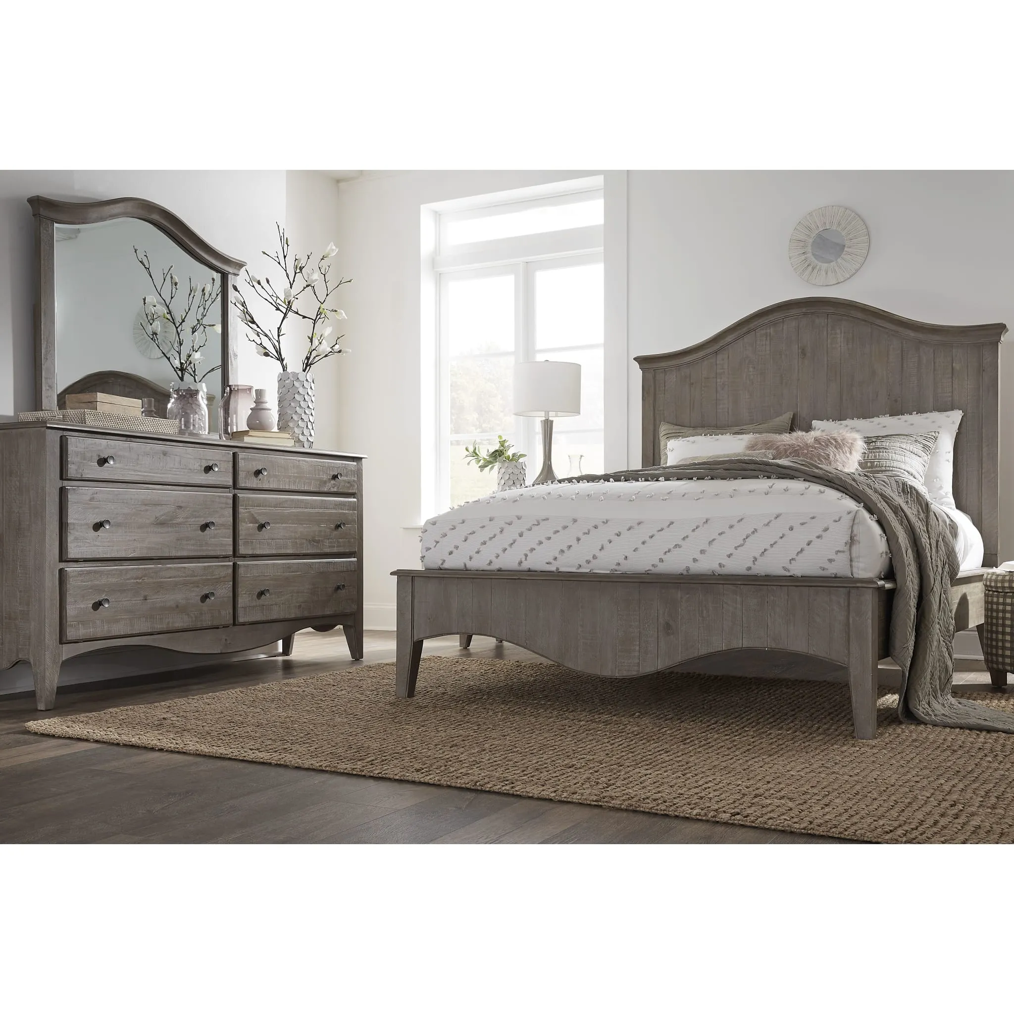 Ella Solid Wood Crown Bed in Camel Modus