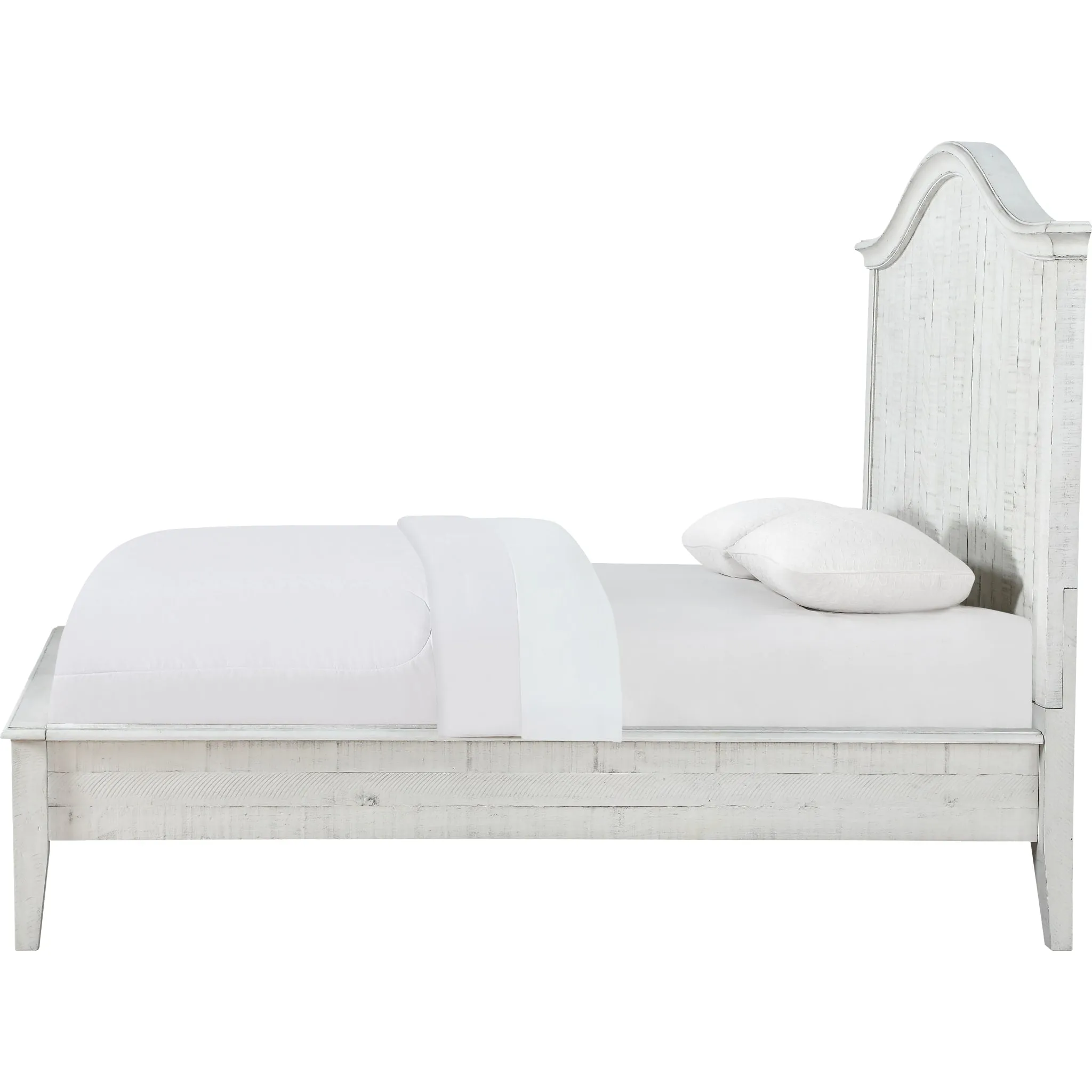 Ella Solid Wood Crown Bed in White Wash Modus