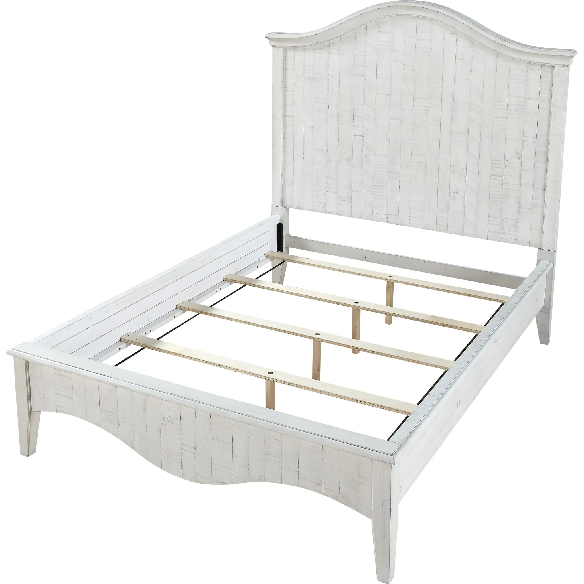 Ella Solid Wood Crown Bed in White Wash Modus