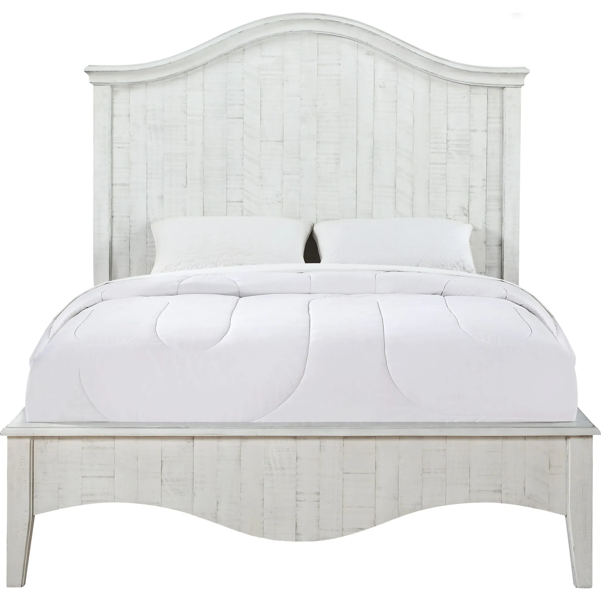 Ella Solid Wood Crown Bed in White Wash Modus