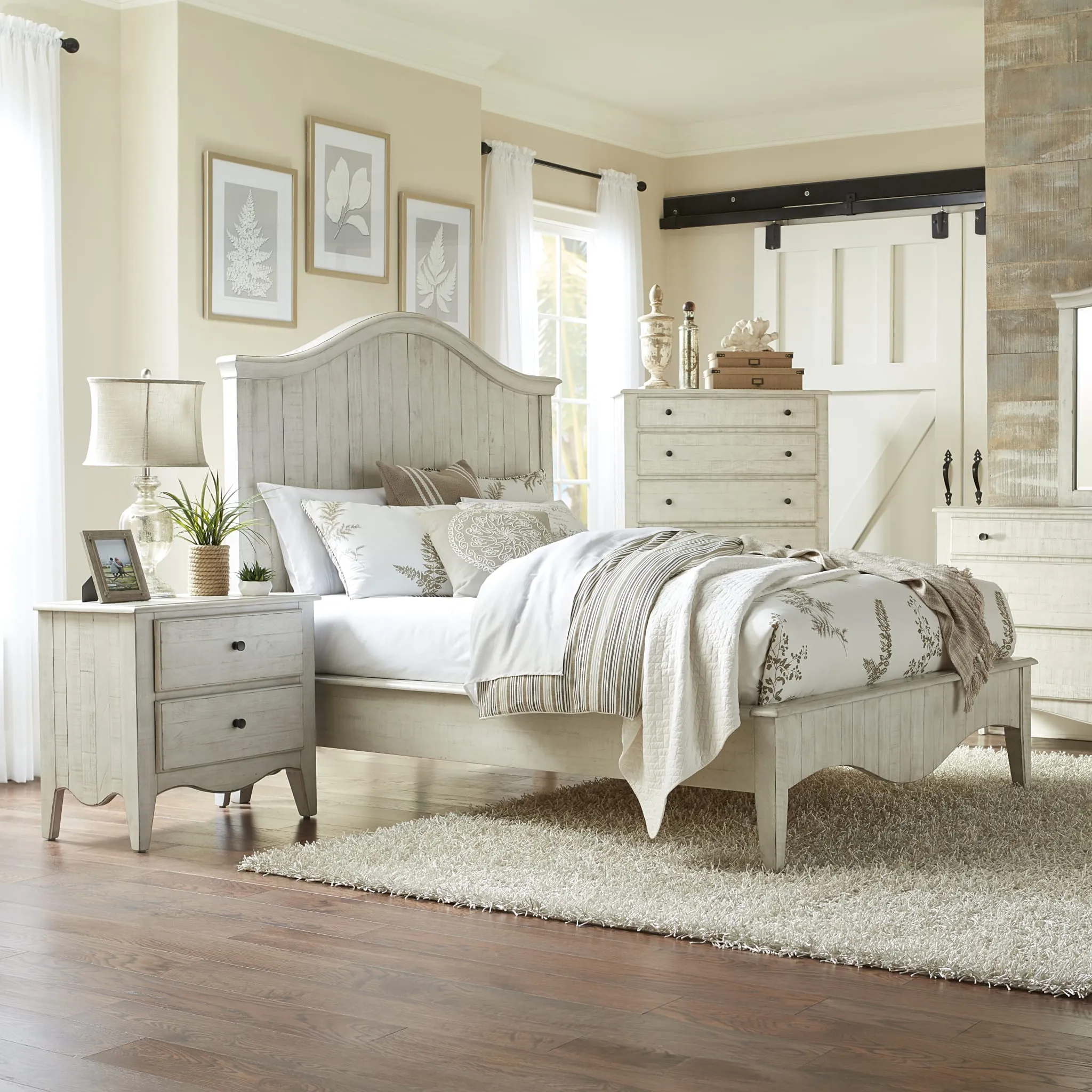 Ella Solid Wood Two Drawer Nightstand in White Wash Modus