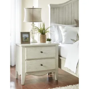 Ella Solid Wood Two Drawer Nightstand in White Wash Modus