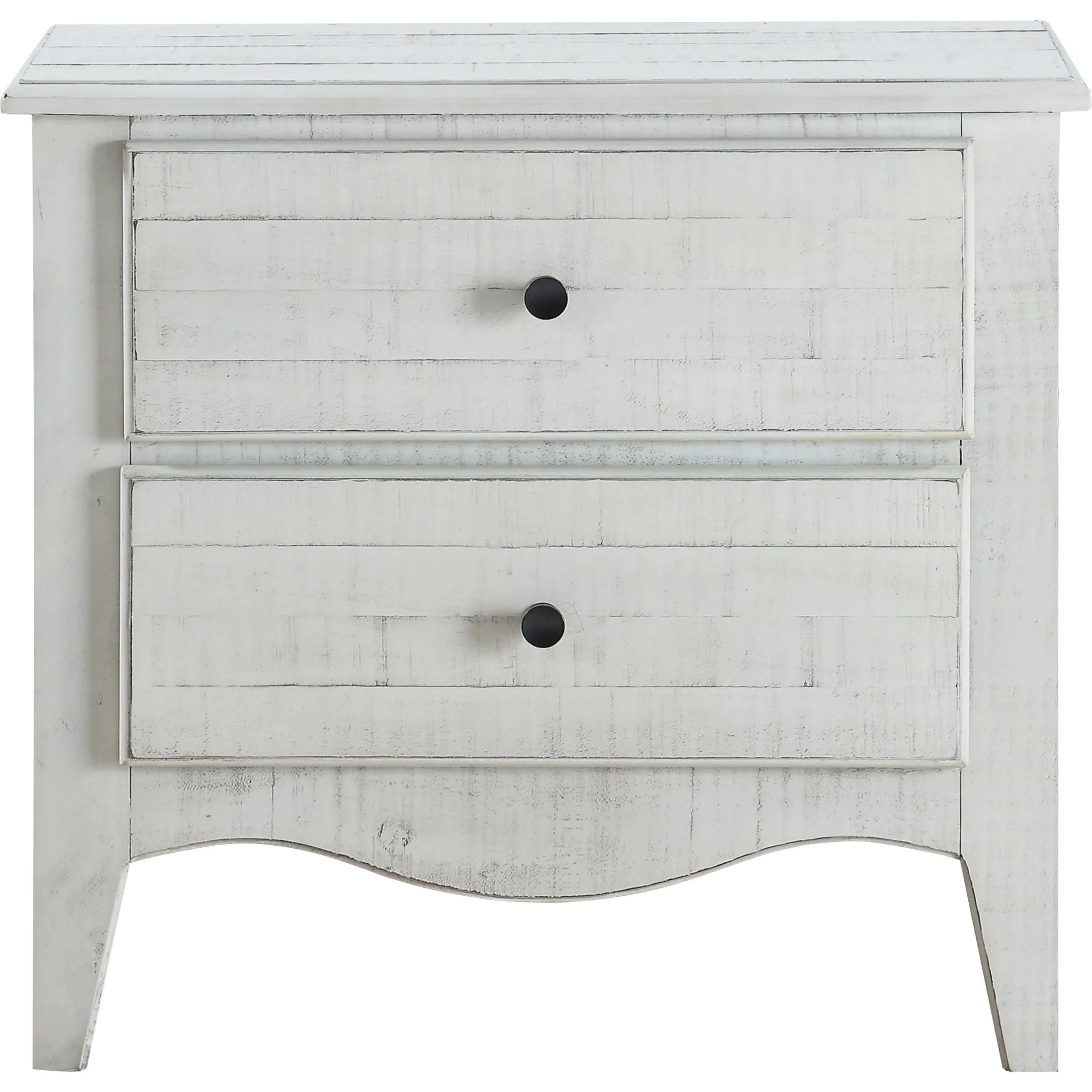 Ella Solid Wood Two Drawer Nightstand in White Wash Modus