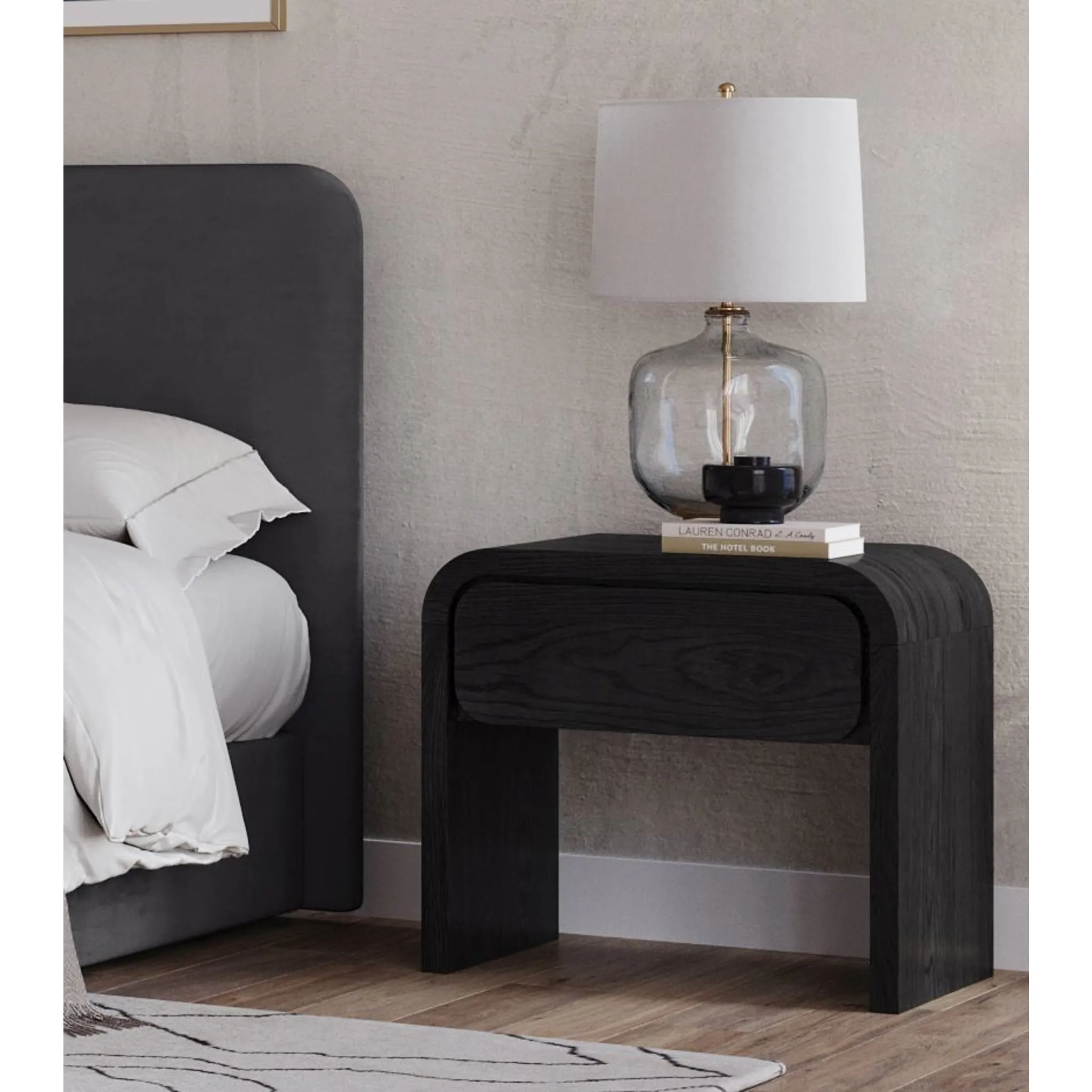 Elora One Drawer Nightstand in Jet Black Ash Modus