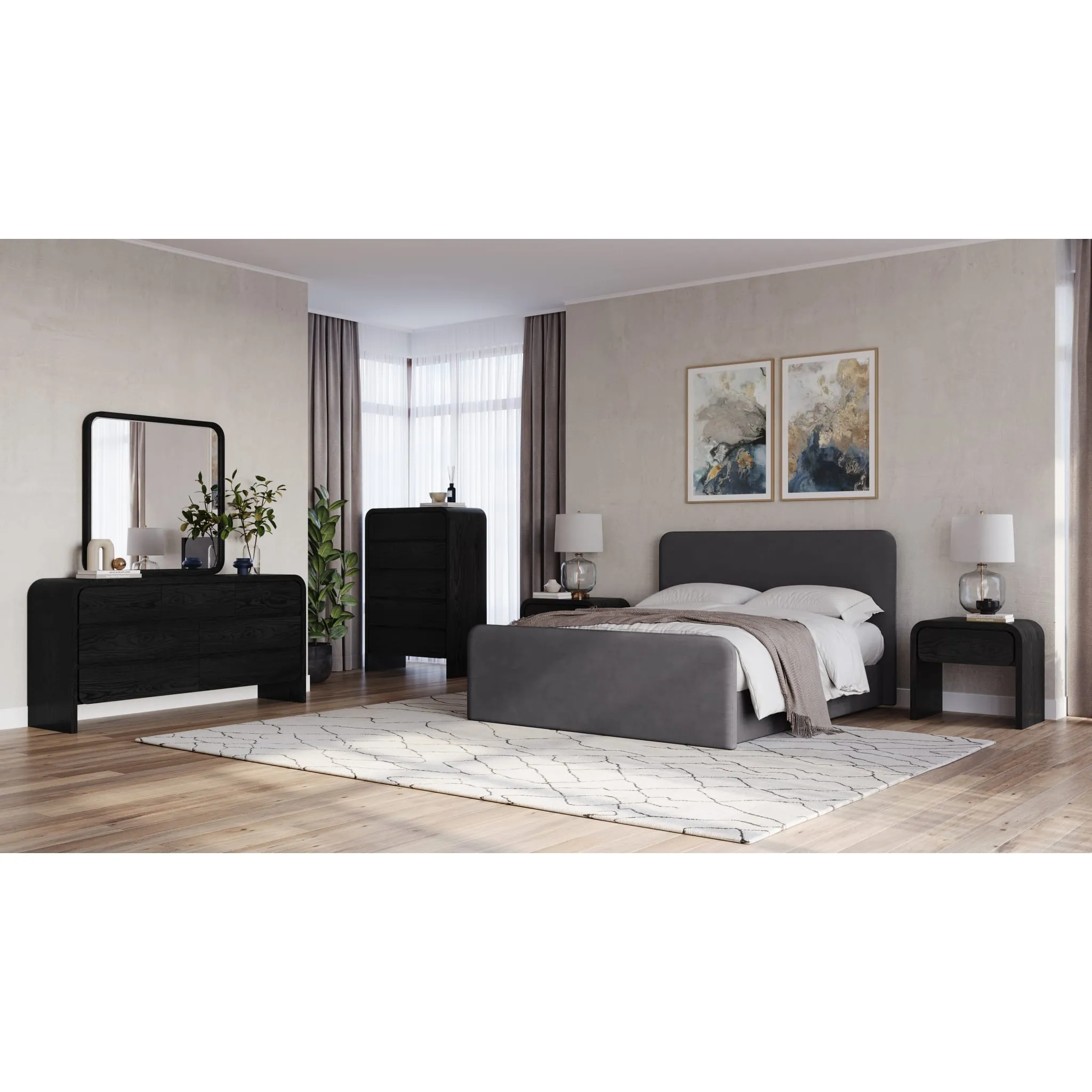 Elora One Drawer Nightstand in Jet Black Ash Modus