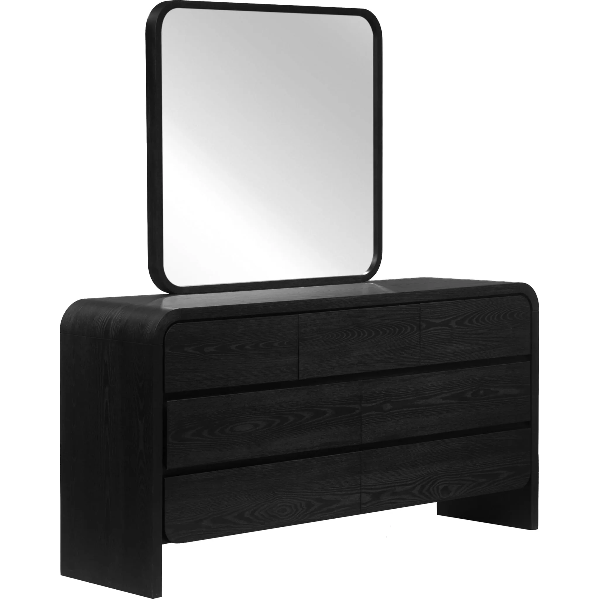 Elora Seven Drawer Dresser in Jet Black Ash Modus