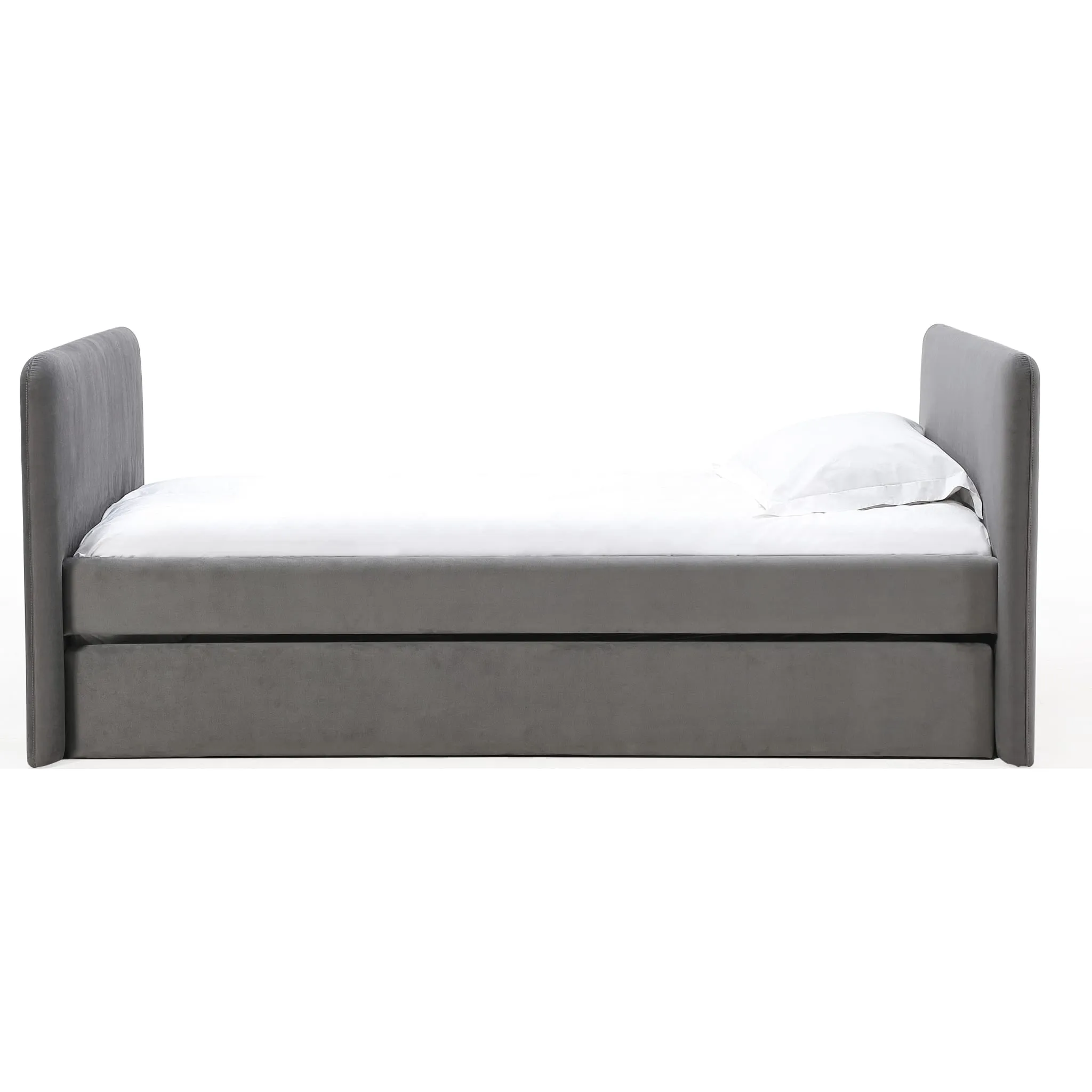 Elora Upholstered Daybed with Trundle in Charcoal Velvet Modus