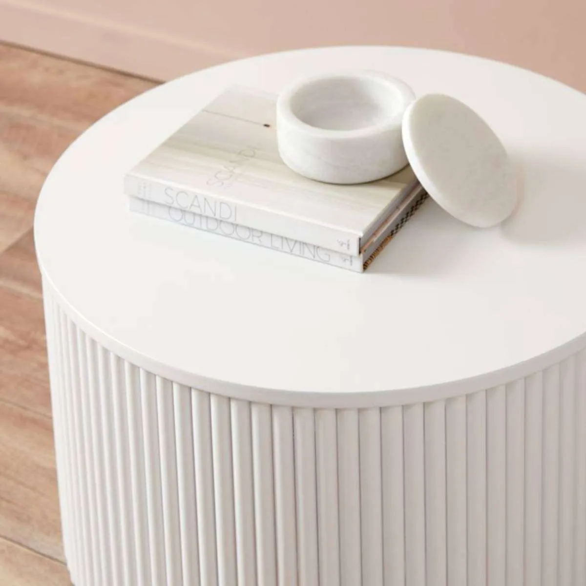 Eve Drum Coffee Table - White Mocka