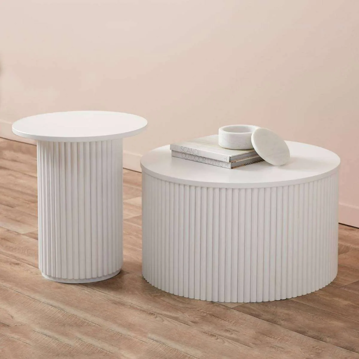 Eve Drum Coffee Table - White Mocka