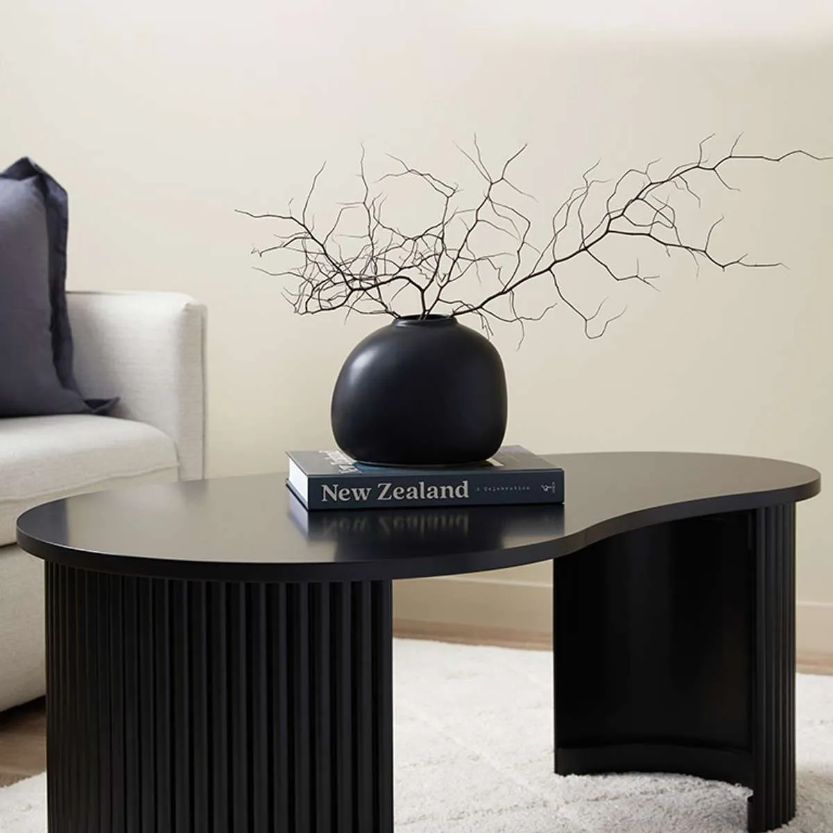 Eve Pebble Shaped Coffee Table - Black Mocka