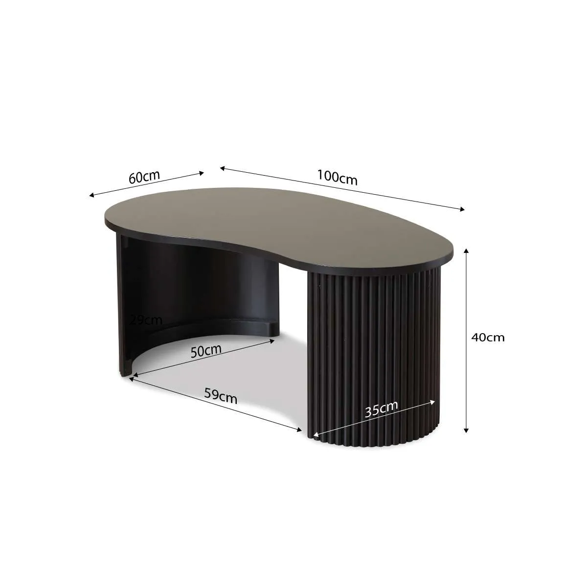 Eve Pebble Shaped Coffee Table - Black Mocka