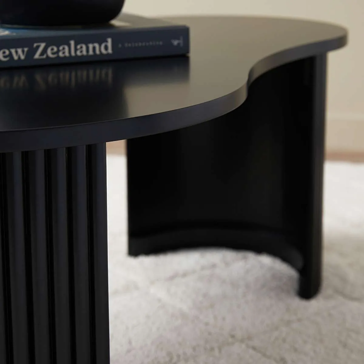 Eve Pebble Shaped Coffee Table - Black Mocka