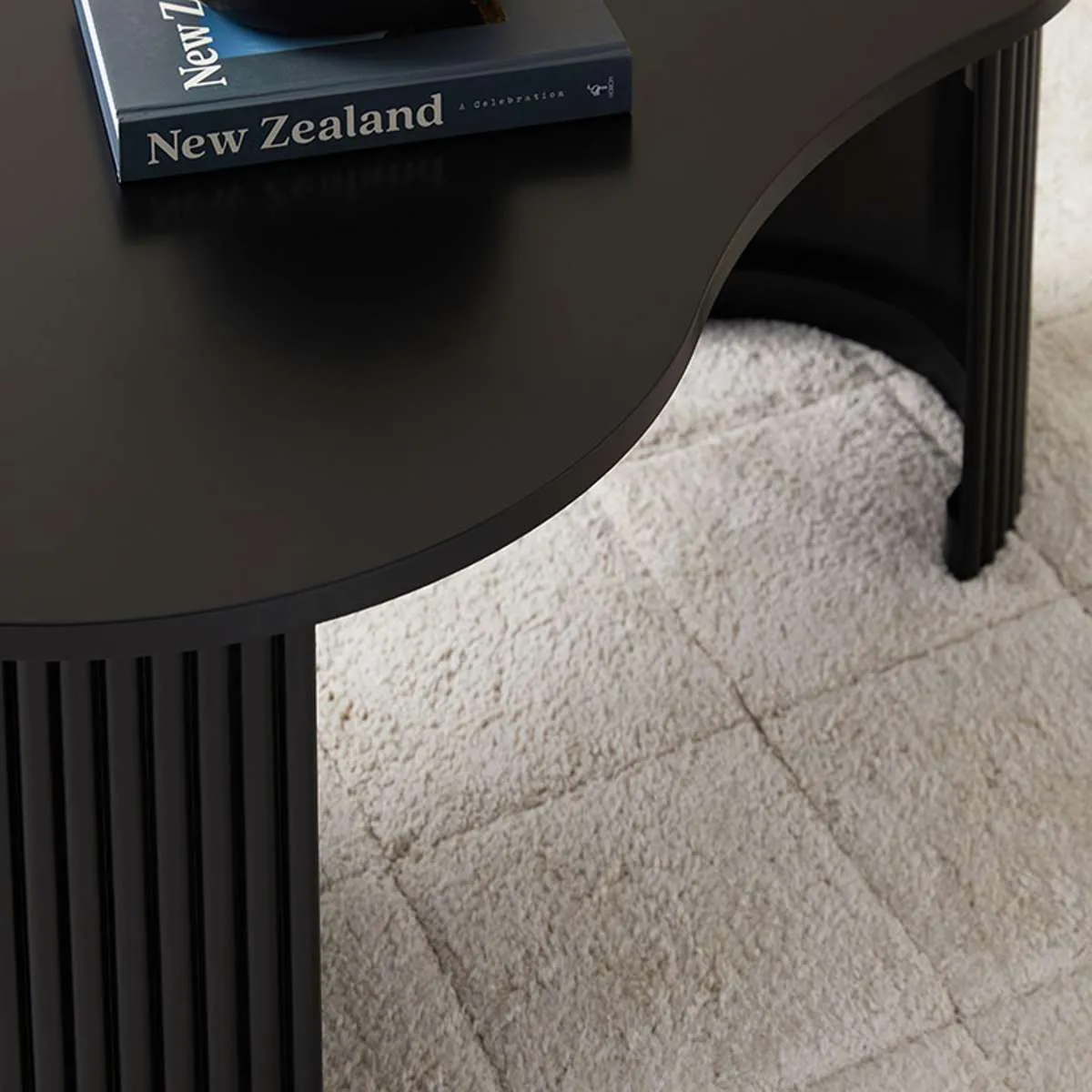 Eve Pebble Shaped Coffee Table - Black Mocka