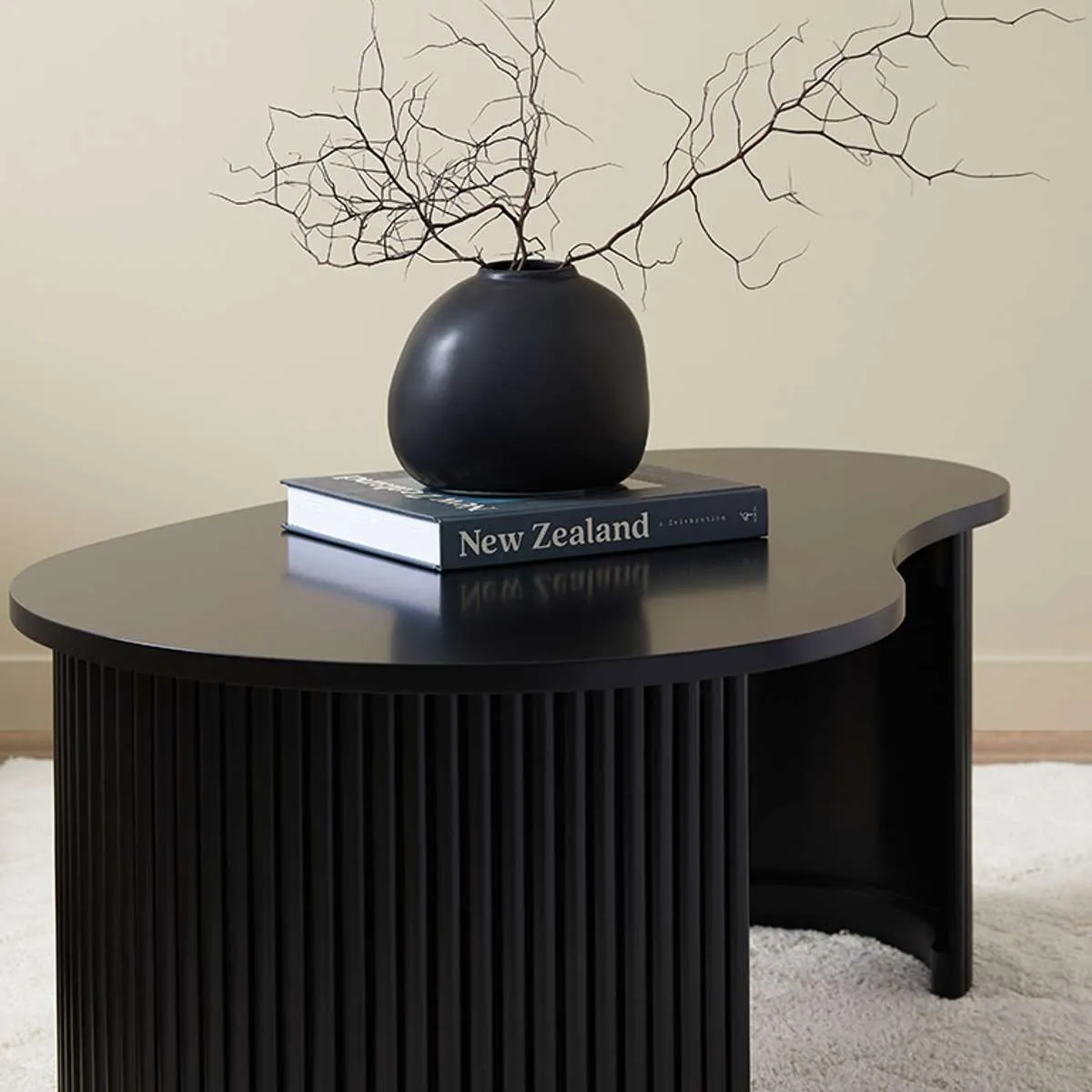 Eve Pebble Shaped Coffee Table - Black Mocka
