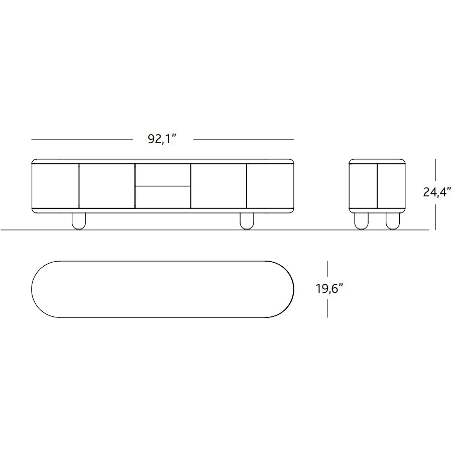 Explorer Low Media Cabinet - 4 Doors with 2 Drawers