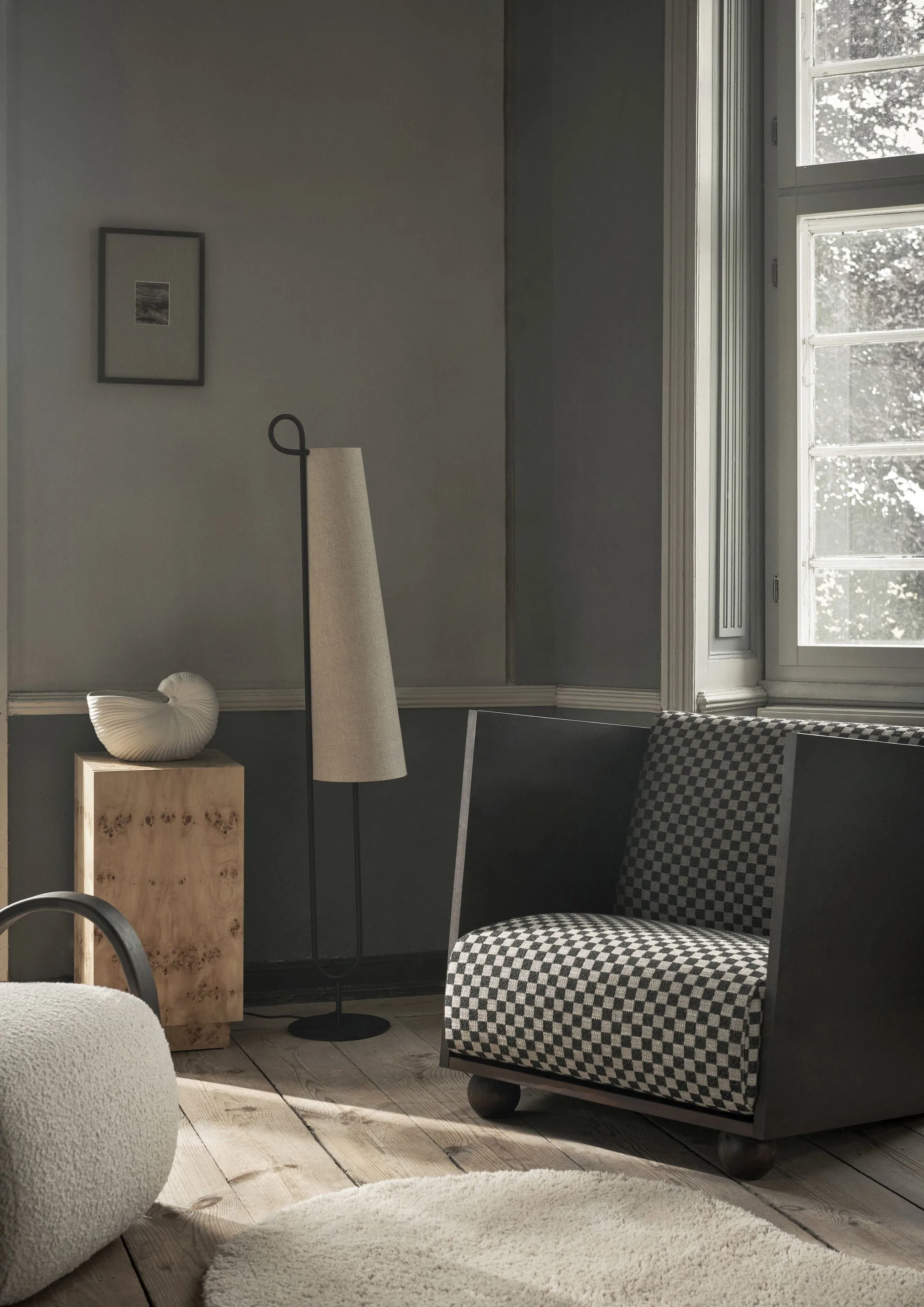 Ferm Living Ancora Floor Lamp, Black/Natural