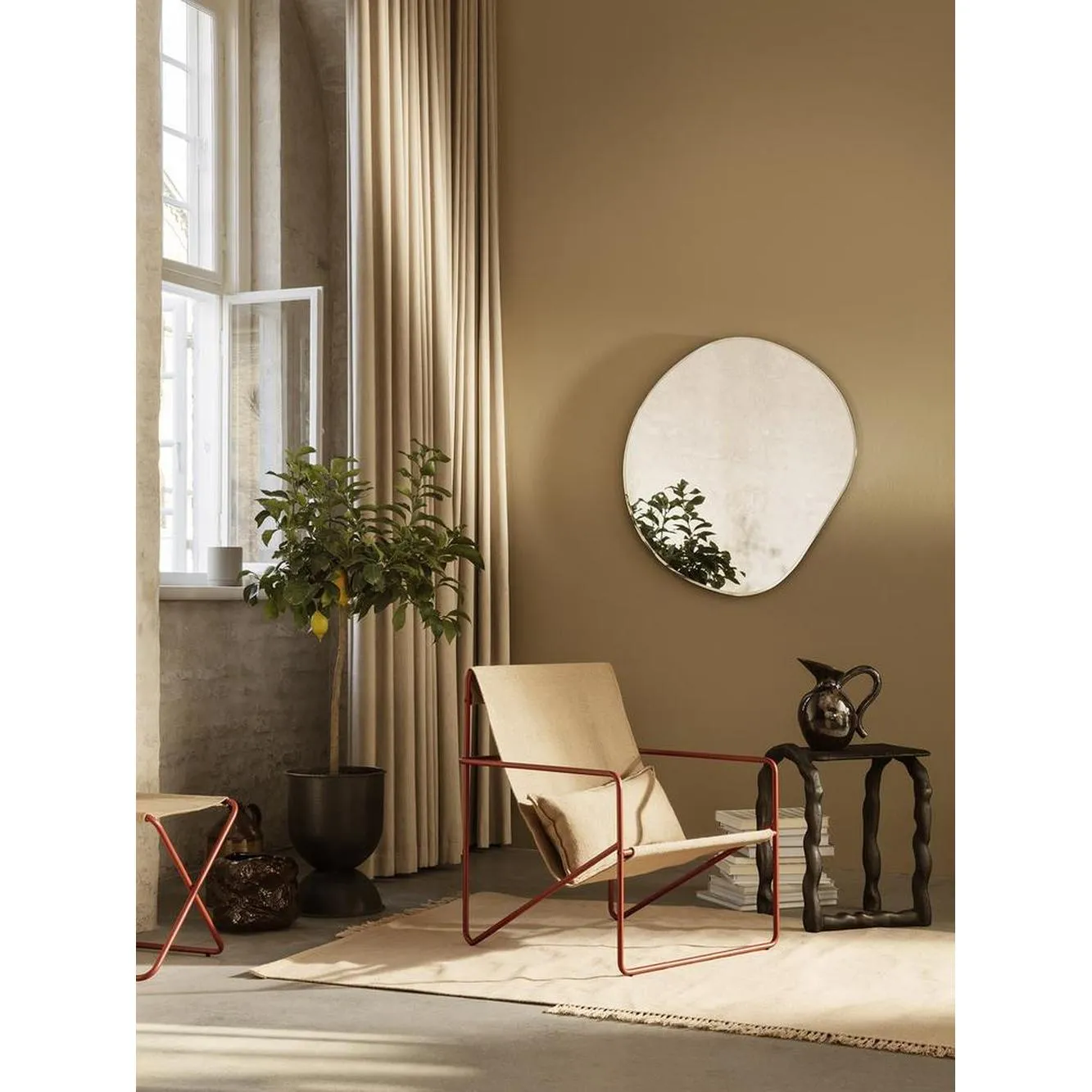 Ferm Living Desert Lounge Chair, Poppy Red/Sand