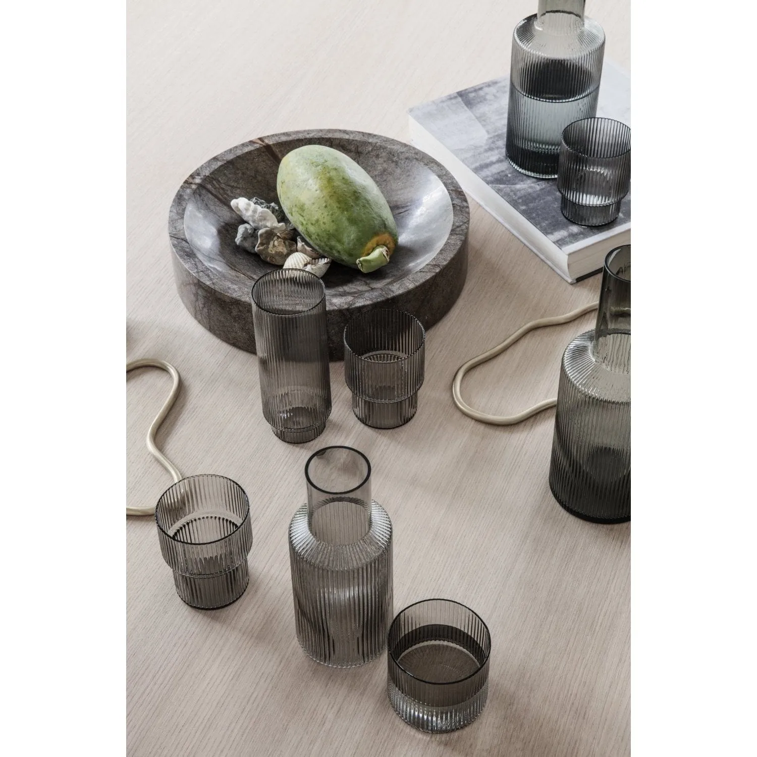 Ferm Living Ripple Long Drink Glass, Grey (Set Of 4)