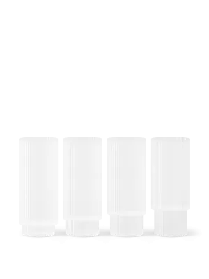 Ferm Living Ripple Long Drink Glasses Set Of 4 Frosted