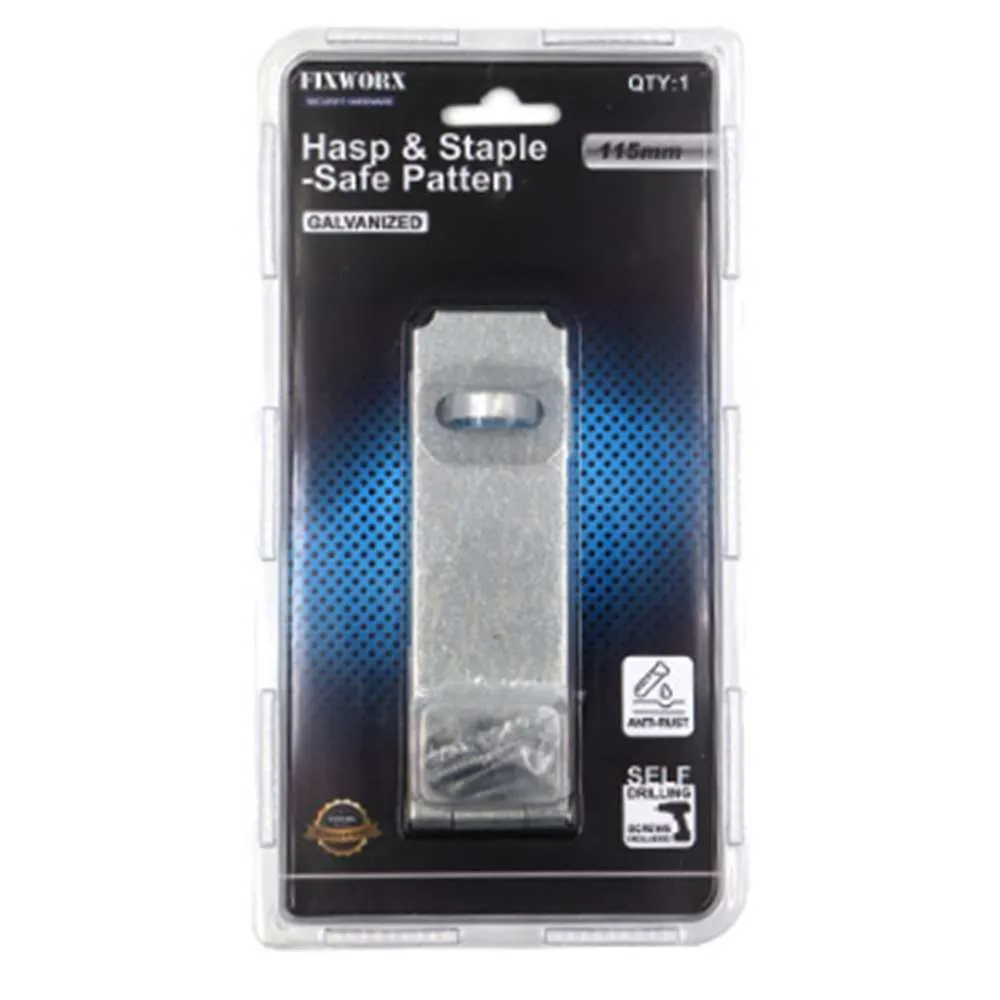 Fixworx Hasp & Staple Safe Patten Galv  115mm CD1