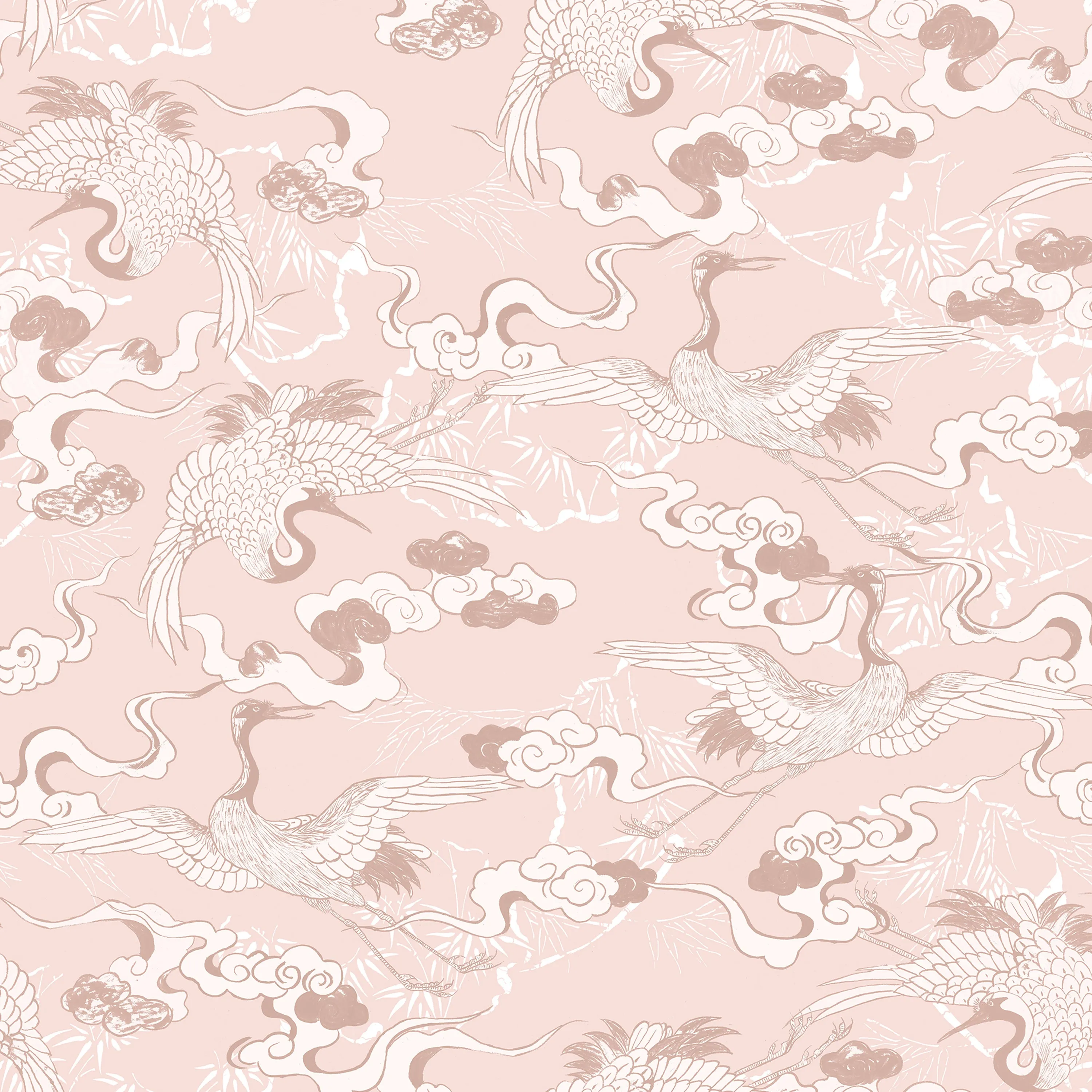 Floating Dreamy Cranes Wallpaper