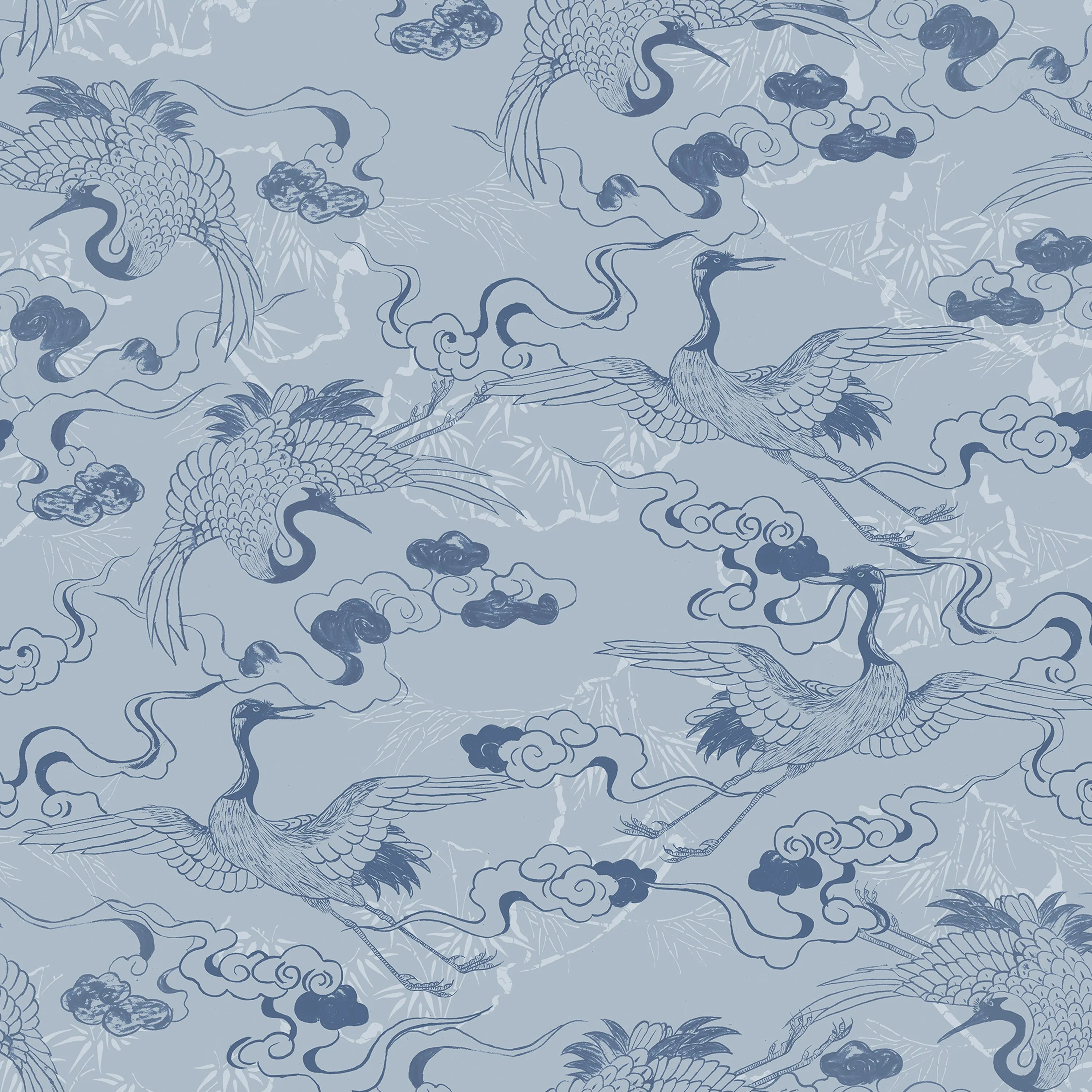 Floating Dreamy Cranes Wallpaper