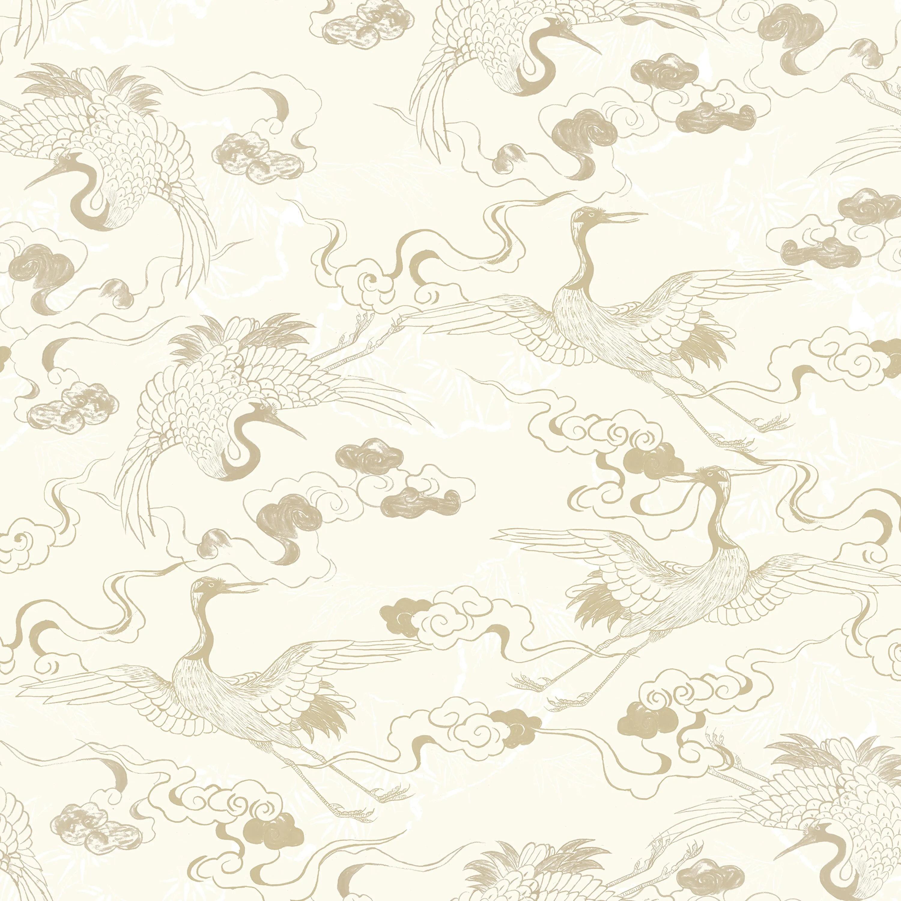 Floating Dreamy Cranes Wallpaper
