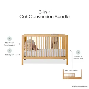 Fraser Coastal Natural 3-in-1 Conversion Cot Bundle Mocka