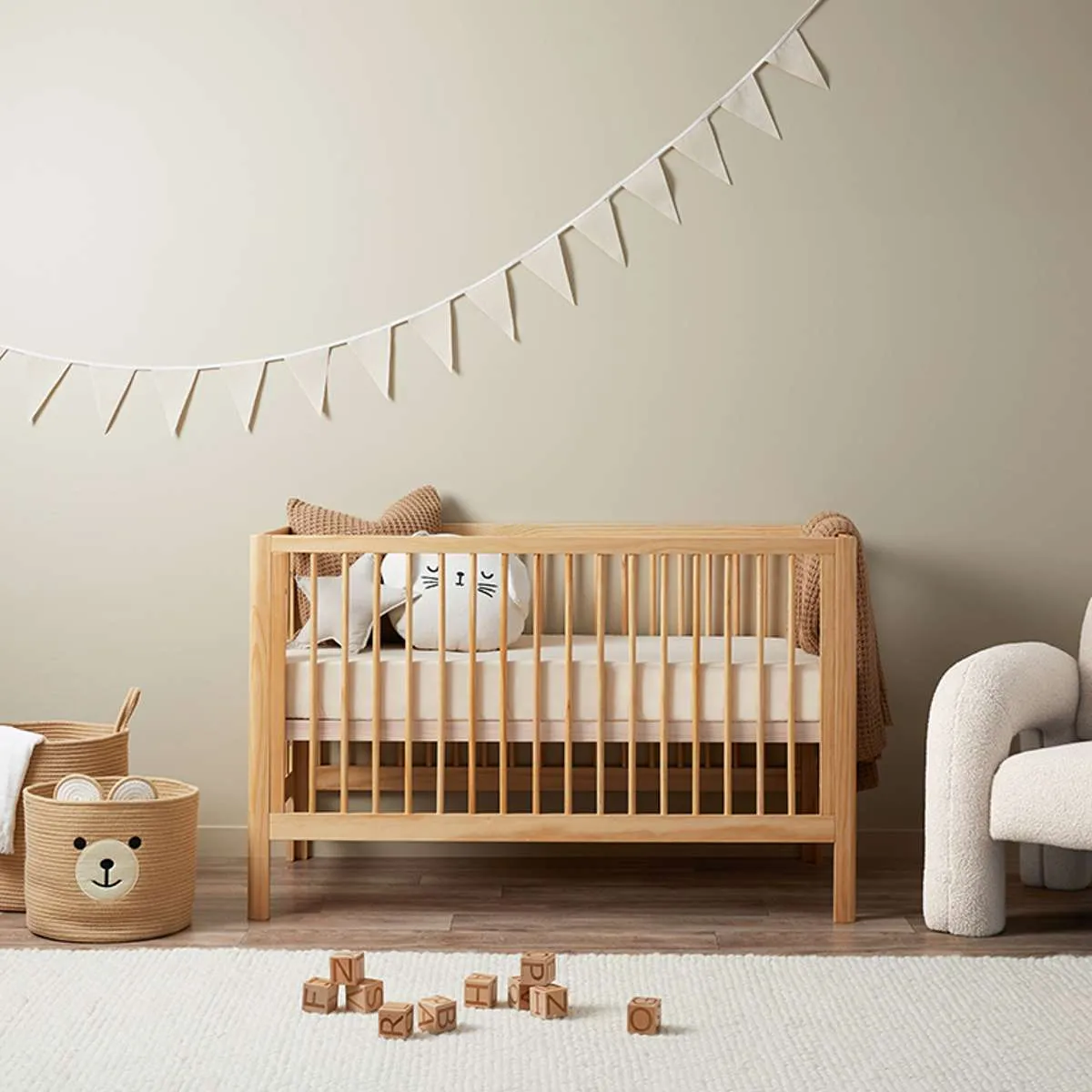 Fraser Coastal Natural 3-in-1 Conversion Cot Bundle Mocka