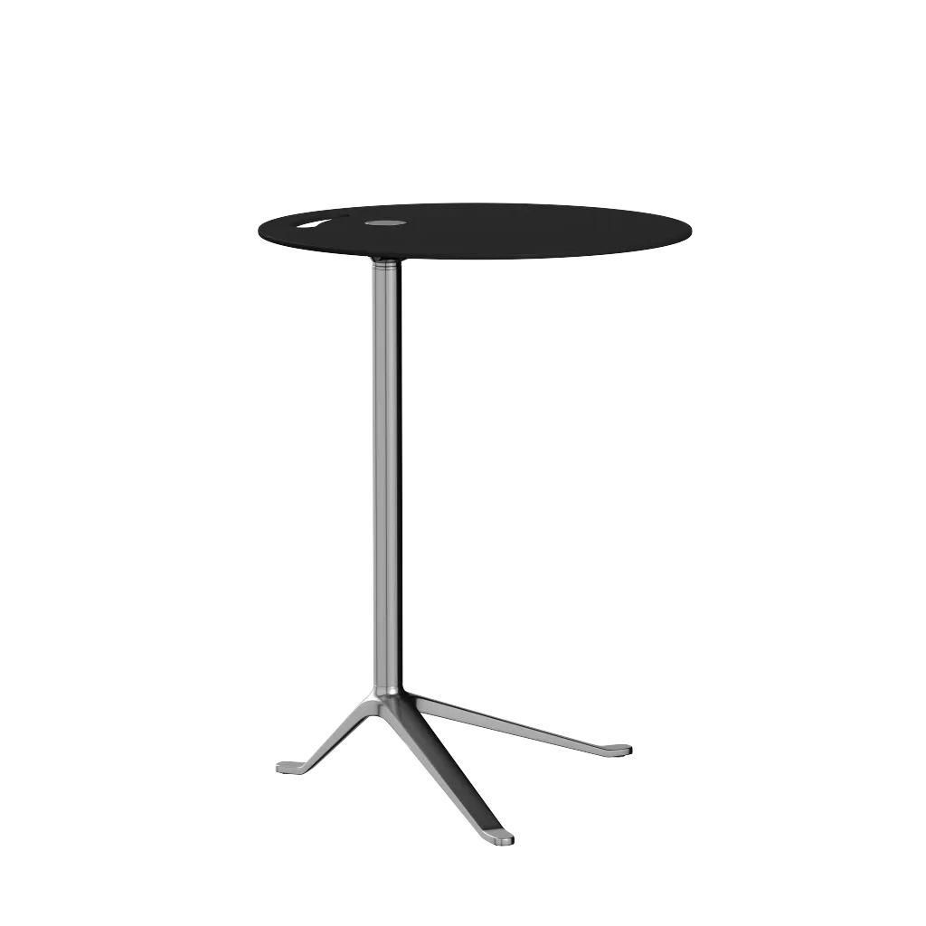 Fritz Hansen Ks12 Little Friend Table, Polished Aluminium/Black Laminate