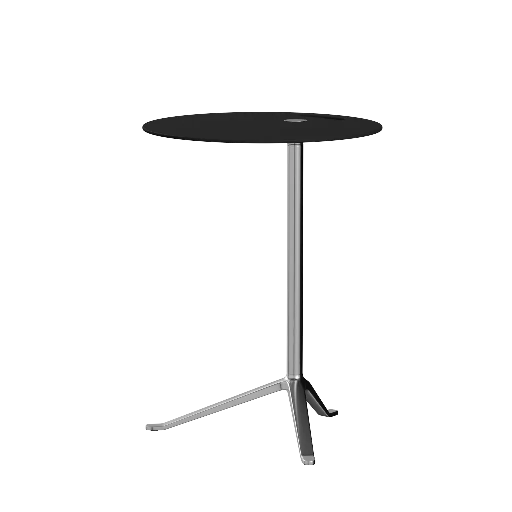 Fritz Hansen Ks12 Little Friend Table, Polished Aluminium/Black Laminate