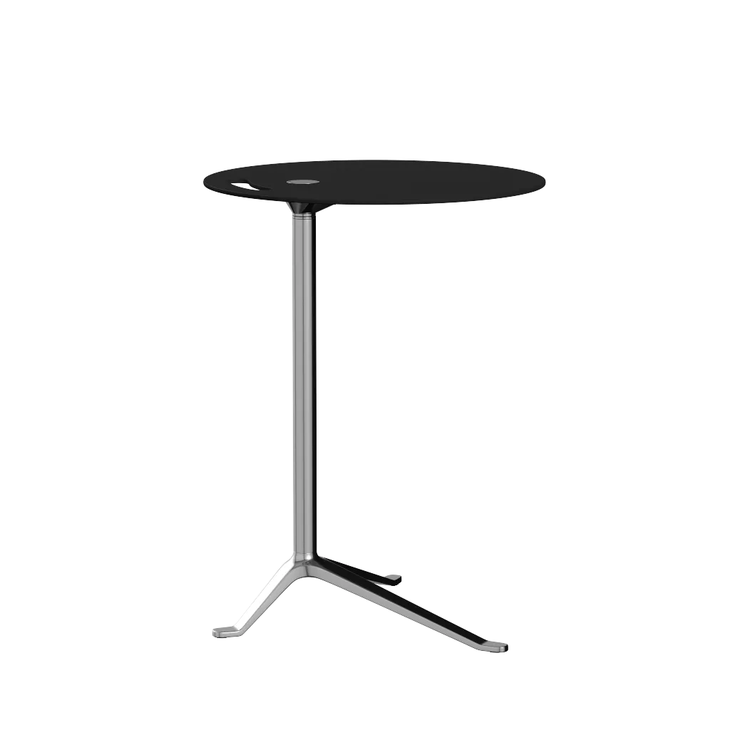 Fritz Hansen Ks12 Little Friend Table, Polished Aluminium/Black Laminate