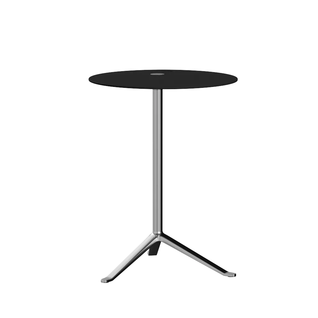 Fritz Hansen Ks12 Little Friend Table, Polished Aluminium/Black Laminate