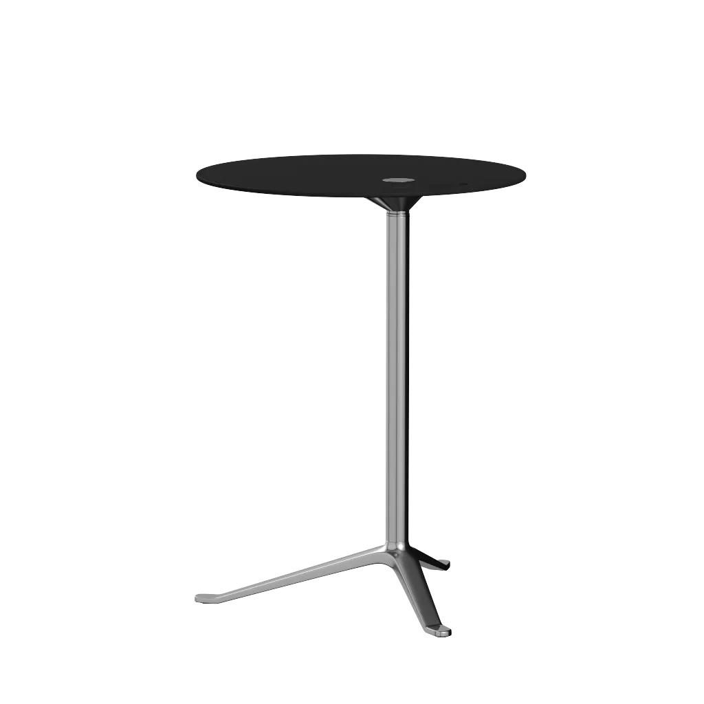 Fritz Hansen Ks12 Little Friend Table, Polished Aluminium/Black Laminate