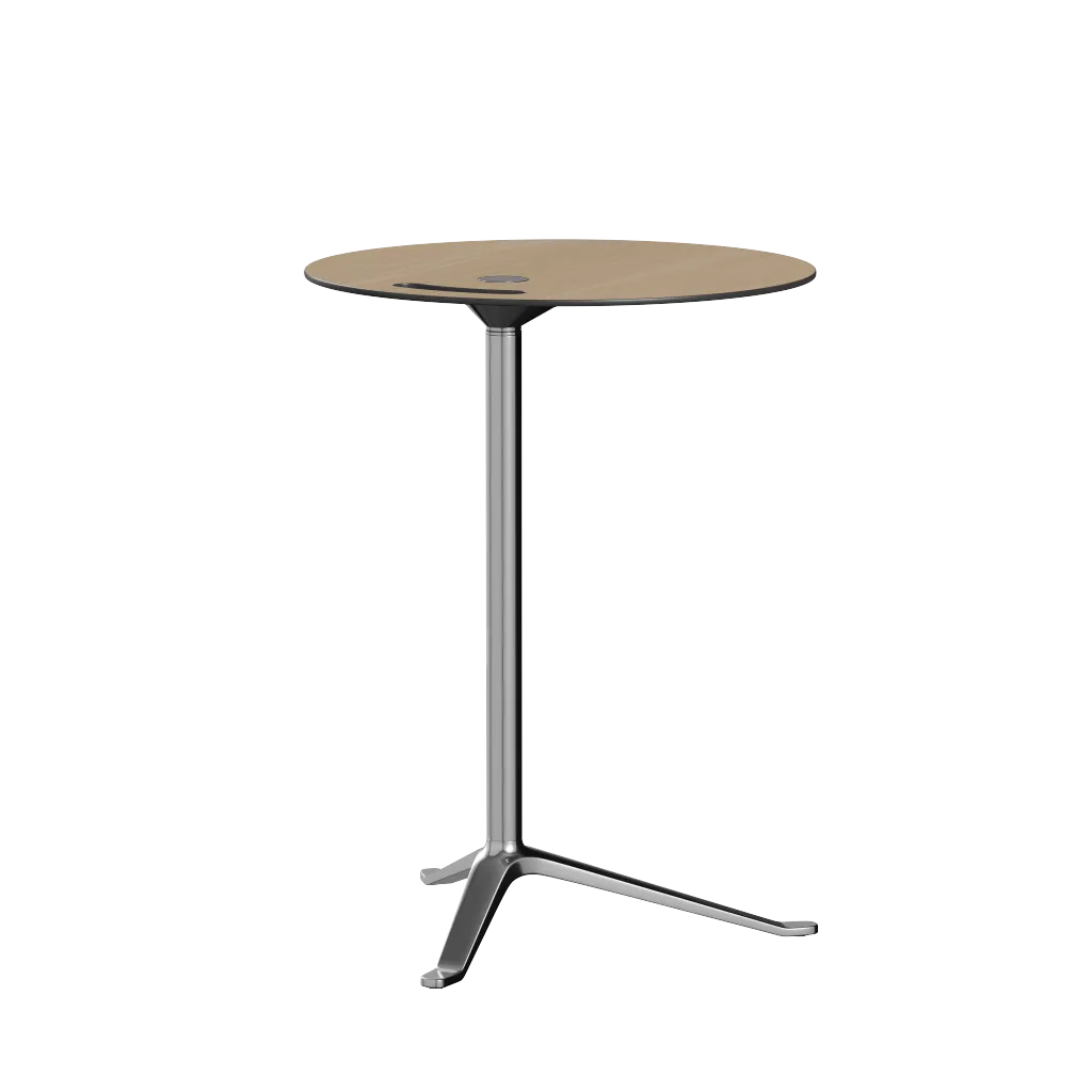 Fritz Hansen Ks12 Little Friend™ Table, Polished Aluminium/Oak Laminate