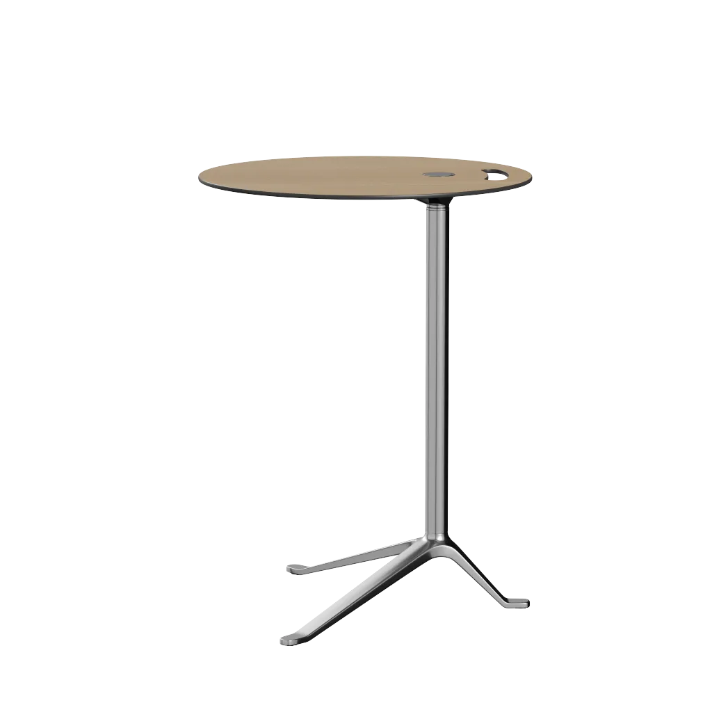 Fritz Hansen Ks12 Little Friend™ Table, Polished Aluminium/Oak Laminate