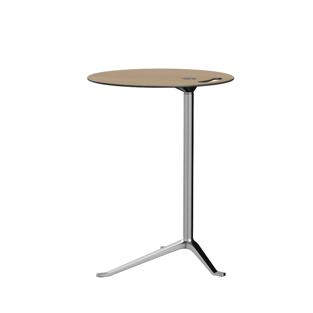 Fritz Hansen Ks12 Little Friend™ Table, Polished Aluminium/Oak Laminate