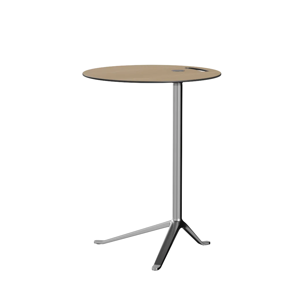 Fritz Hansen Ks12 Little Friend™ Table, Polished Aluminium/Oak Laminate